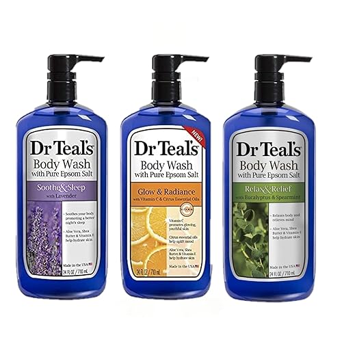 Dr Teal's Set de regalo variado de gel corporal (3 botellas, 24 onzas cada una)  Calma, duerme, brilla y resplandece, y relaja y alivia  aromas de