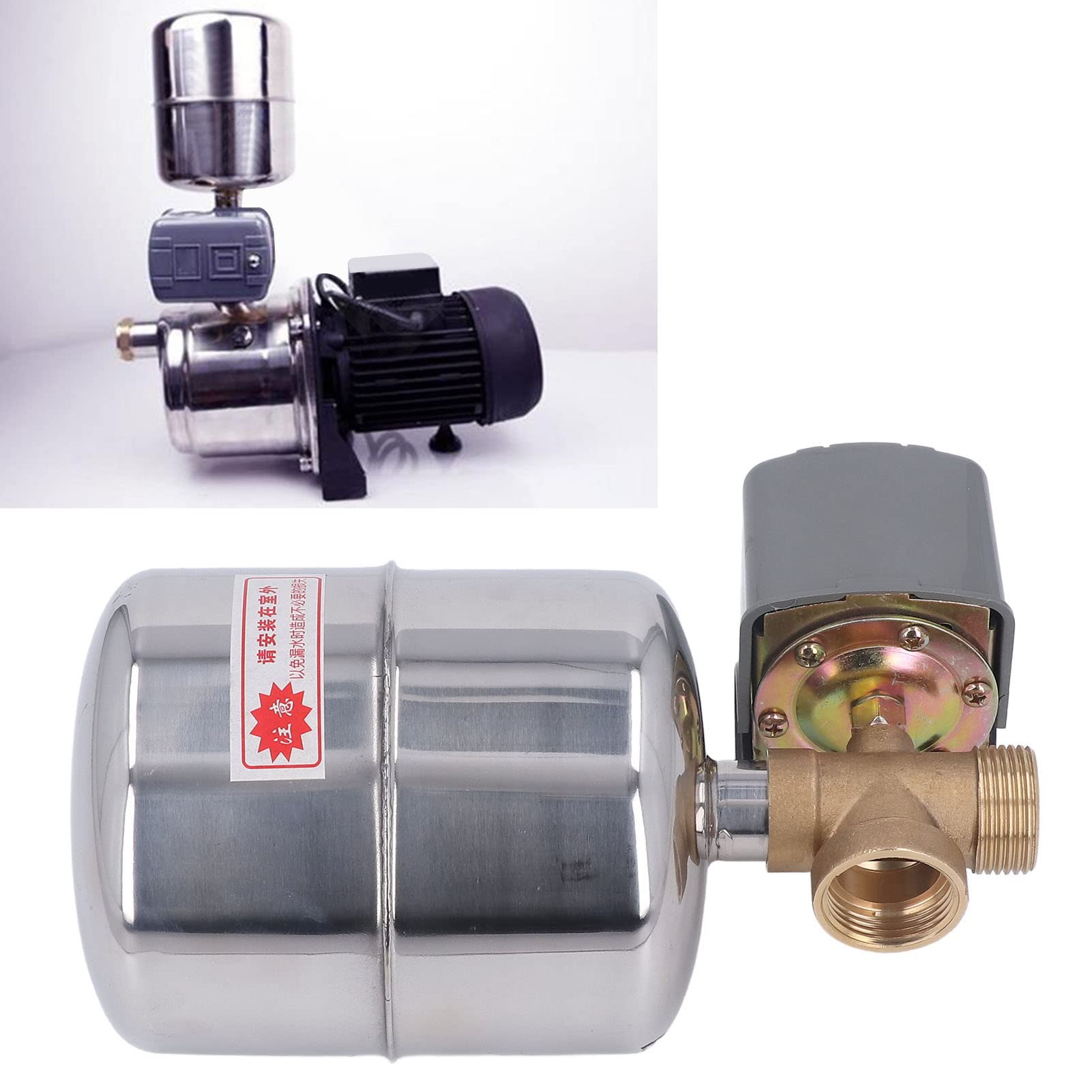 Kit de Tanque de Presión de Acero Inoxidable con Interruptor de Control de Presión de Bomba de Agua para Uso Doméstico