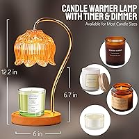 Vista 3 de GEEZO - Lámpara calentadora de velas para fragancia con 2 bombillas, calentador eléctrico con temporizador y atenuador para decorar el hogar