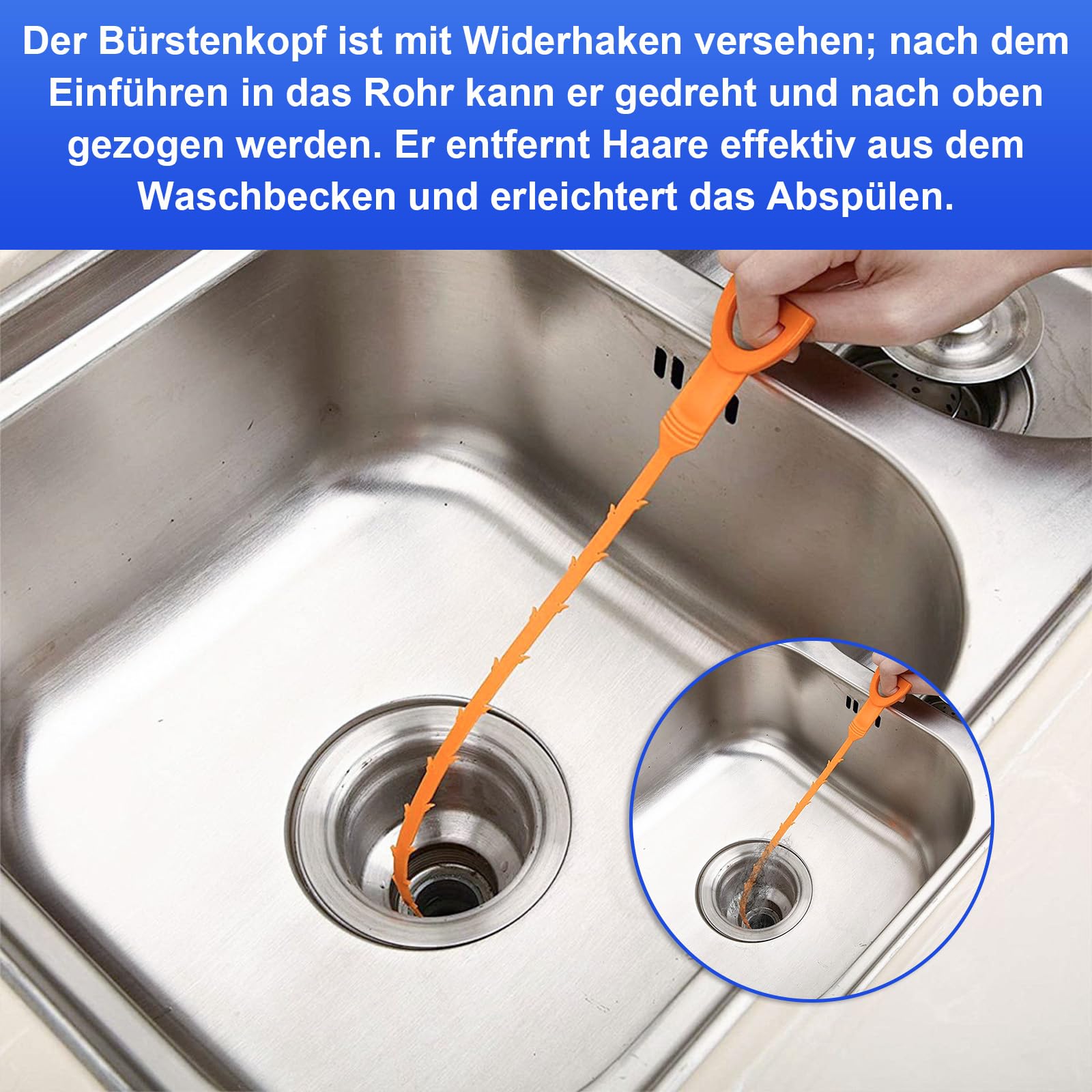 Pulitore a spirale, 3 pezzi a doppia testa per la pulizia dei tubi in acciaio inox, spazzola per la pulizia dei tubi, spazzola di scarico, bastoncini per tubi larghi, canali, vasca da bagno e