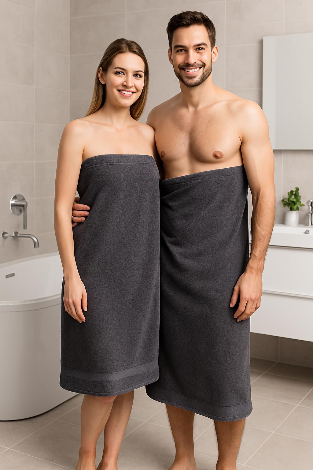 Betz Juego de 2 Toallas de baño XXL Palermo 100% algodón 100x200 cm Color Antracita - Azul