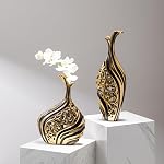LCCCK Céramique Moderne VASE, 19.6 pouces de hauteur, Or noir, Idéal pour l'herbe de Pampas & Arrangements pour une fleur, Vase décoratif pour le salon, Salle à manger, Entrée