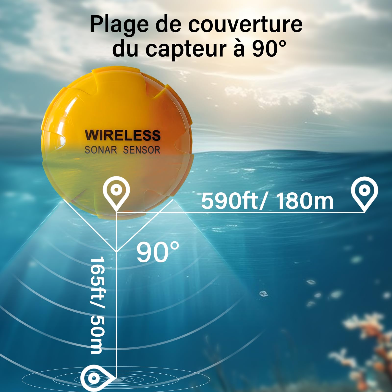 Sondeur de Pêche Portable Ecoscandaglio da Pesca Portatile, Ideale per Pesca Sportiva da Scogli, Riva o Spiaggia, Cerca Pesci da Lancio