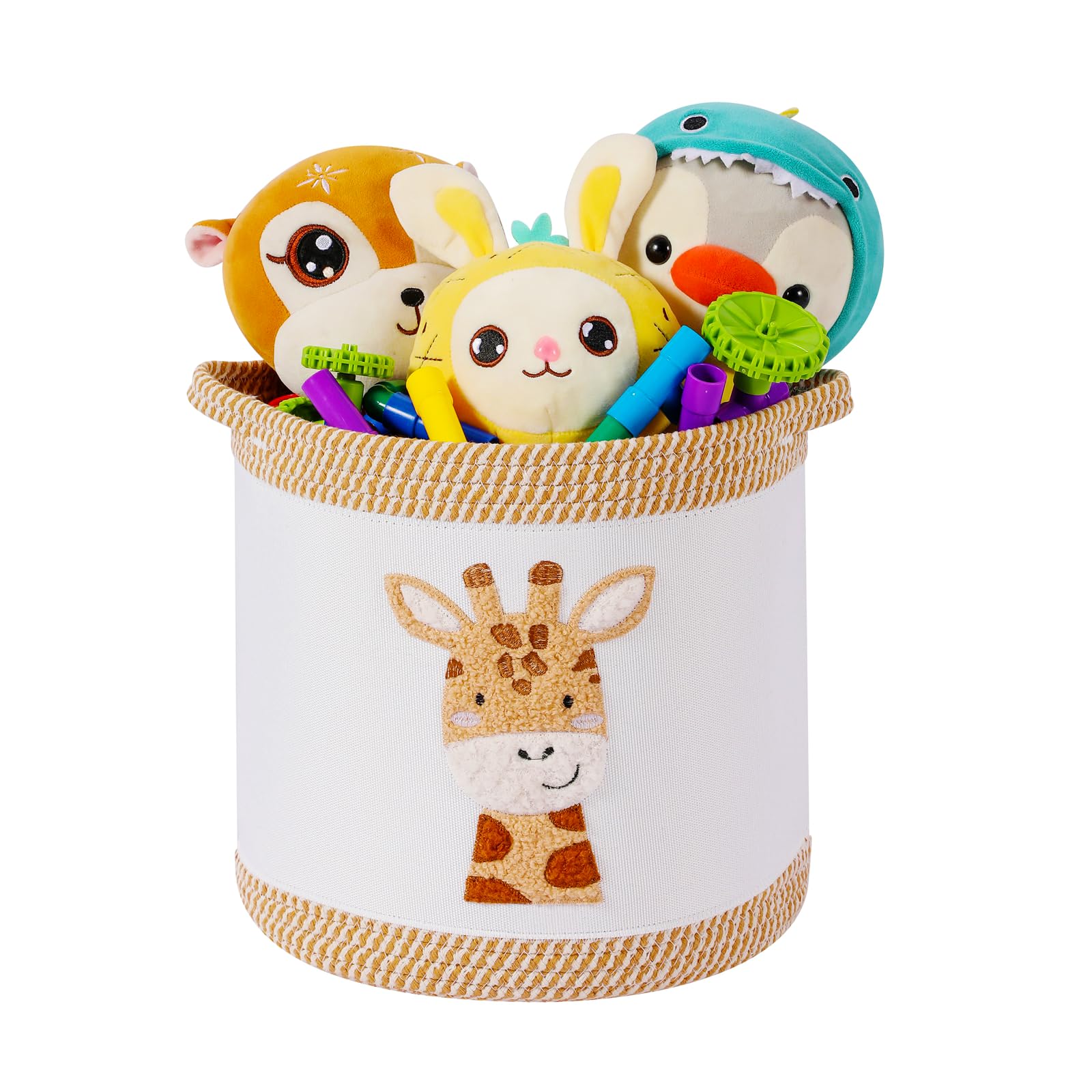 Tidelit Spielzeugkorb für Baby, Wäschekorb, Deckenkörbe, süße Giraffe Kinderzimmer Körbe Spielzeug Aufbewahrungskorb, gewebte Kinderzimmer Organisation Mülleimer