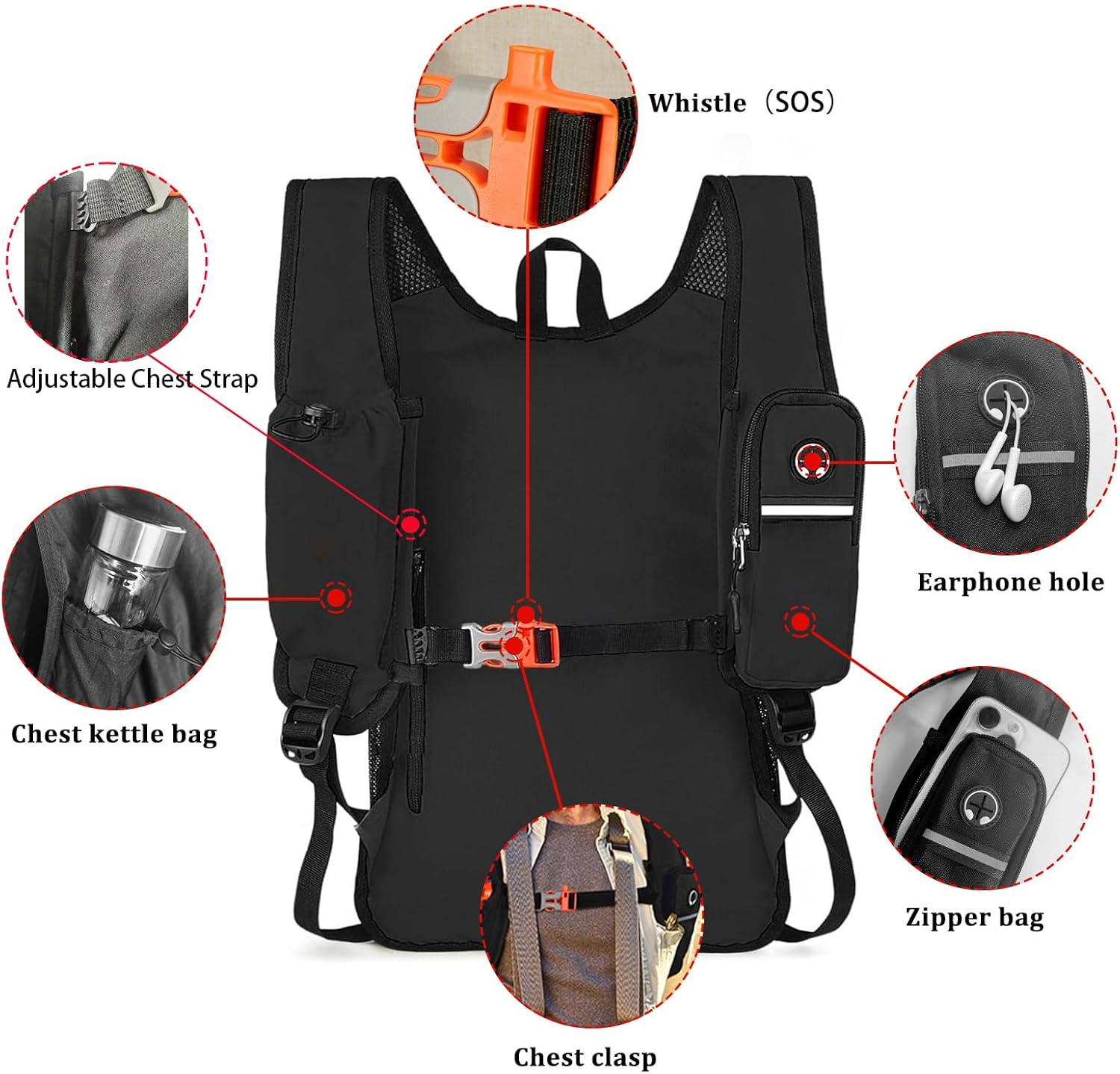 15L Small Hiking Backpack Foldable Ultralight Trekking Camping Outdoors Backpack for Women Men (black) - Image 3