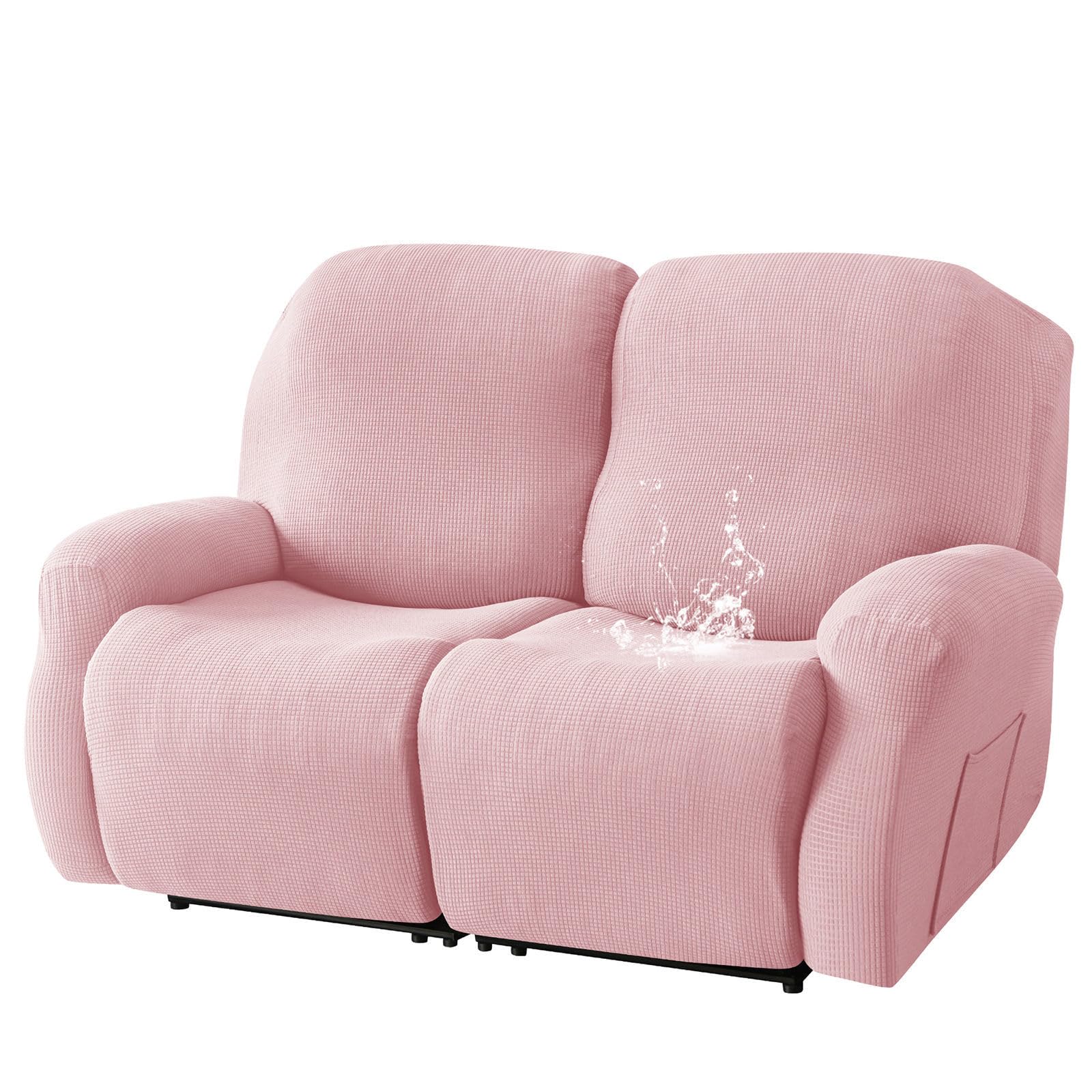 Funda para sillón reclinable rosa de 2 plazas para tardes de cine en casa