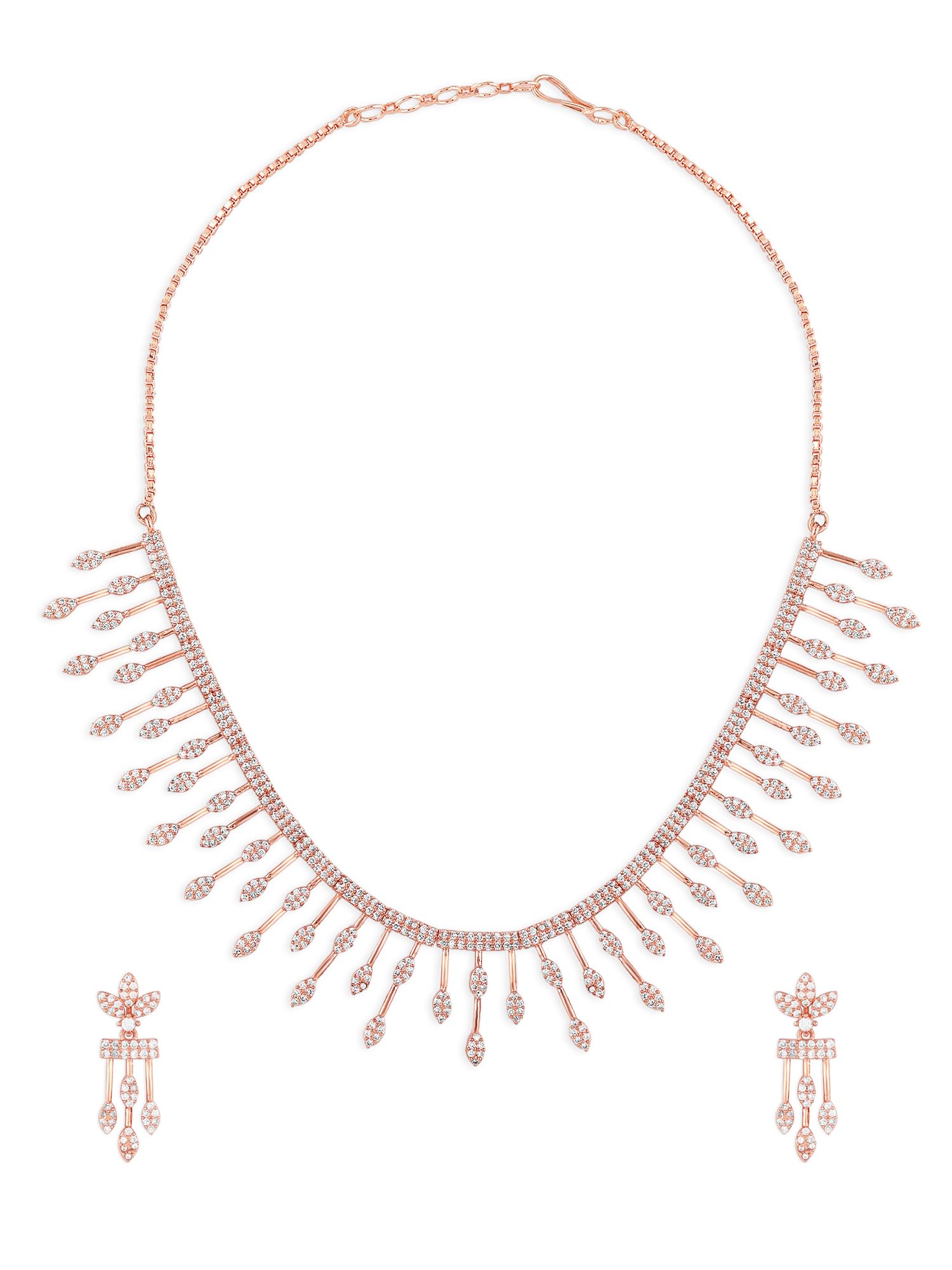 See full amazon price history chart for ZAVERI PEARLS Rose Gold Tone Dazzling Cubic Zirconia Brass Necklace & Earring Set For Women-ZPFK17248 ZAVERI PEARLS Rose Gold Tone Dazzling Cubic Zirconia Brass Necklace & Earring Set For Women-ZPFK17248 (B0CRRNZD8D) Amazon Price History, Amazon Price Tracker