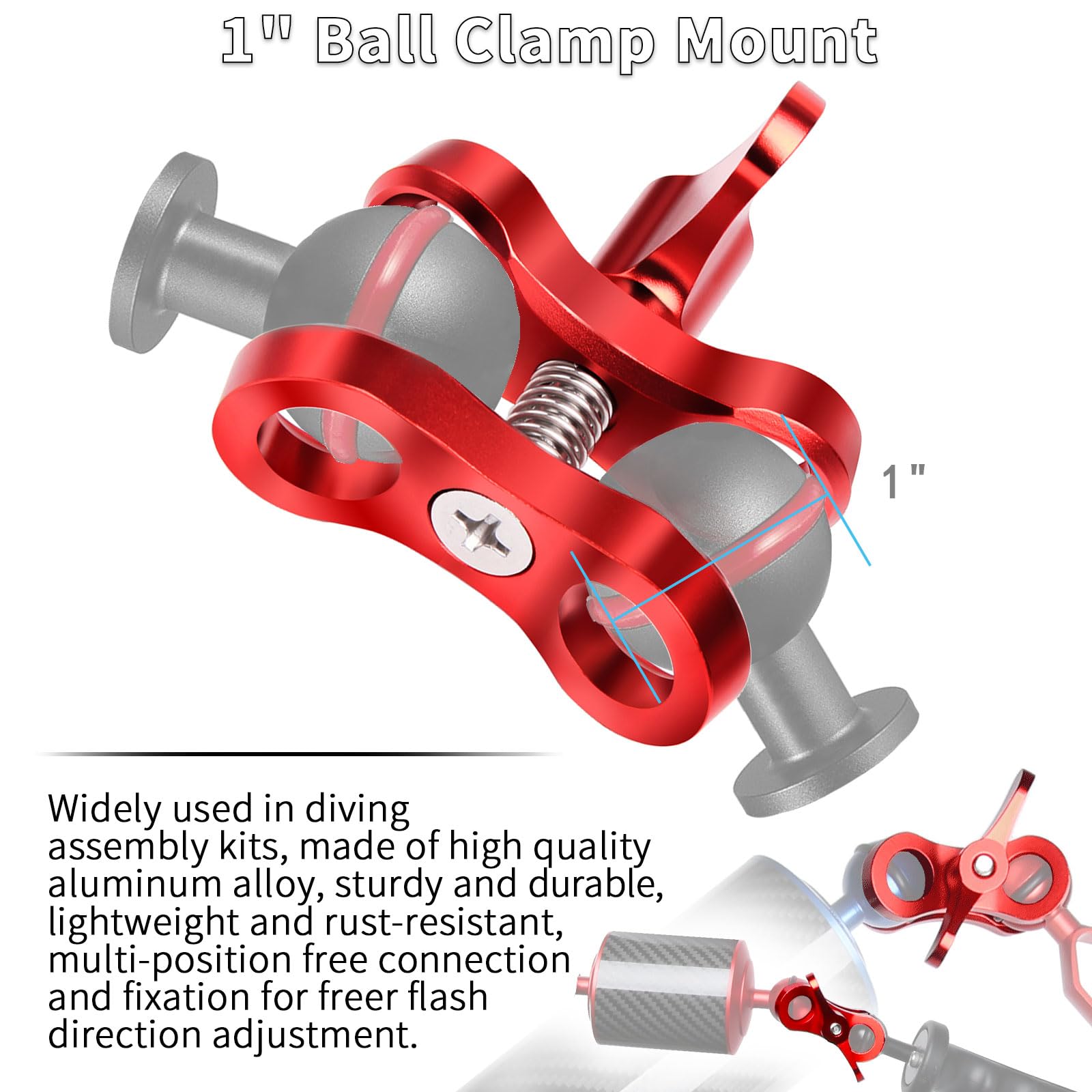 LetonPower 2-Hole 1" Aluminum Ball Clamp Mount (2-Pack) - Image 2