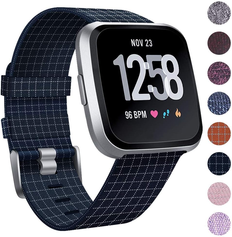 EZCO Bands Compatible with Fitbit Versa / Versa 2 / Versa Lite, Woven Fabric Breathable Watch Strap Quick Release Replacement Wristband Accessories Compatible Versa Smart Watch Women Man