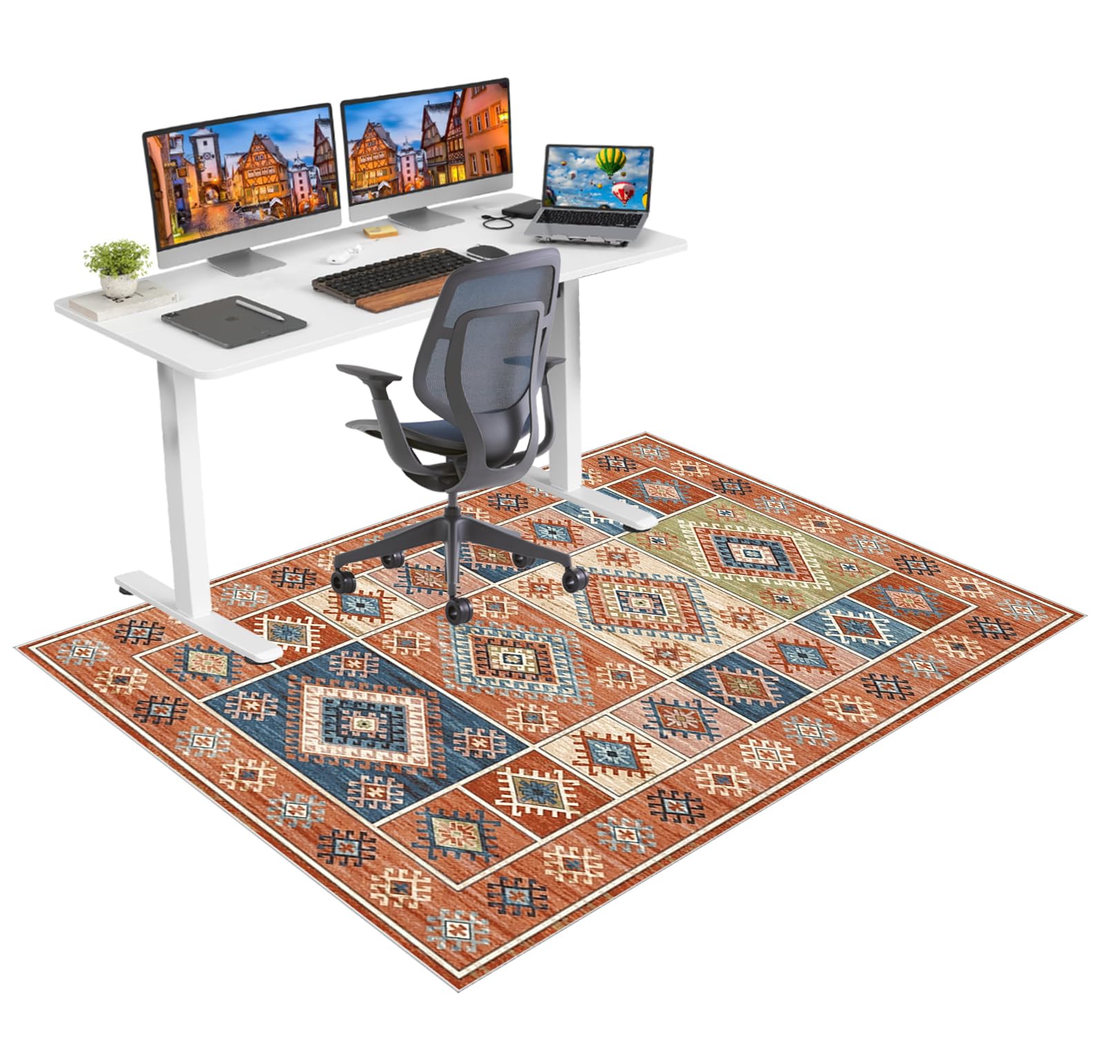 Ruxevnsy 0988A Office Chair Mat For Hardwood Floors Non Slip Computer Desk Chair Mat For Carpet Floor Protector Mat For Rolling Chair Gaming Chair Mat For Carpet Floor Mat For Office Chair Gaming Rug 120 X 140 Cm
