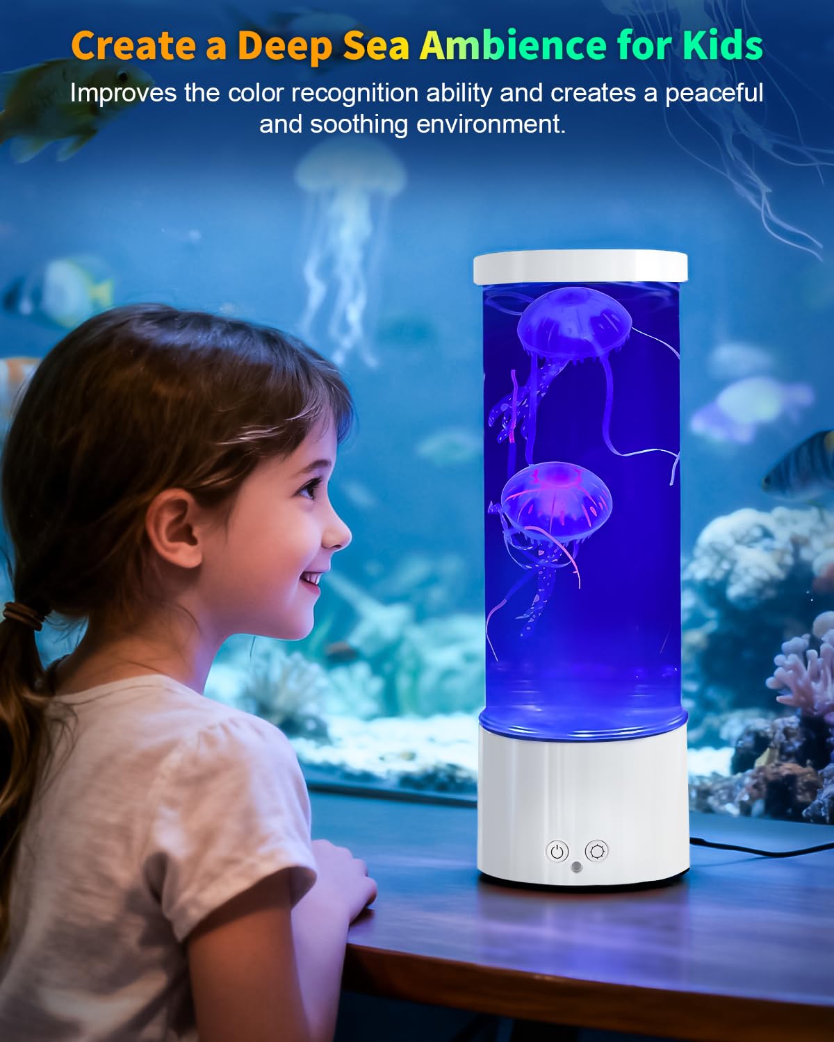 AONESY Lampe LED Jellyfish 17 couleurs, lampe à lave Aquarium avec télécommande, Décoration Lumière d'ambiance - Blanc
