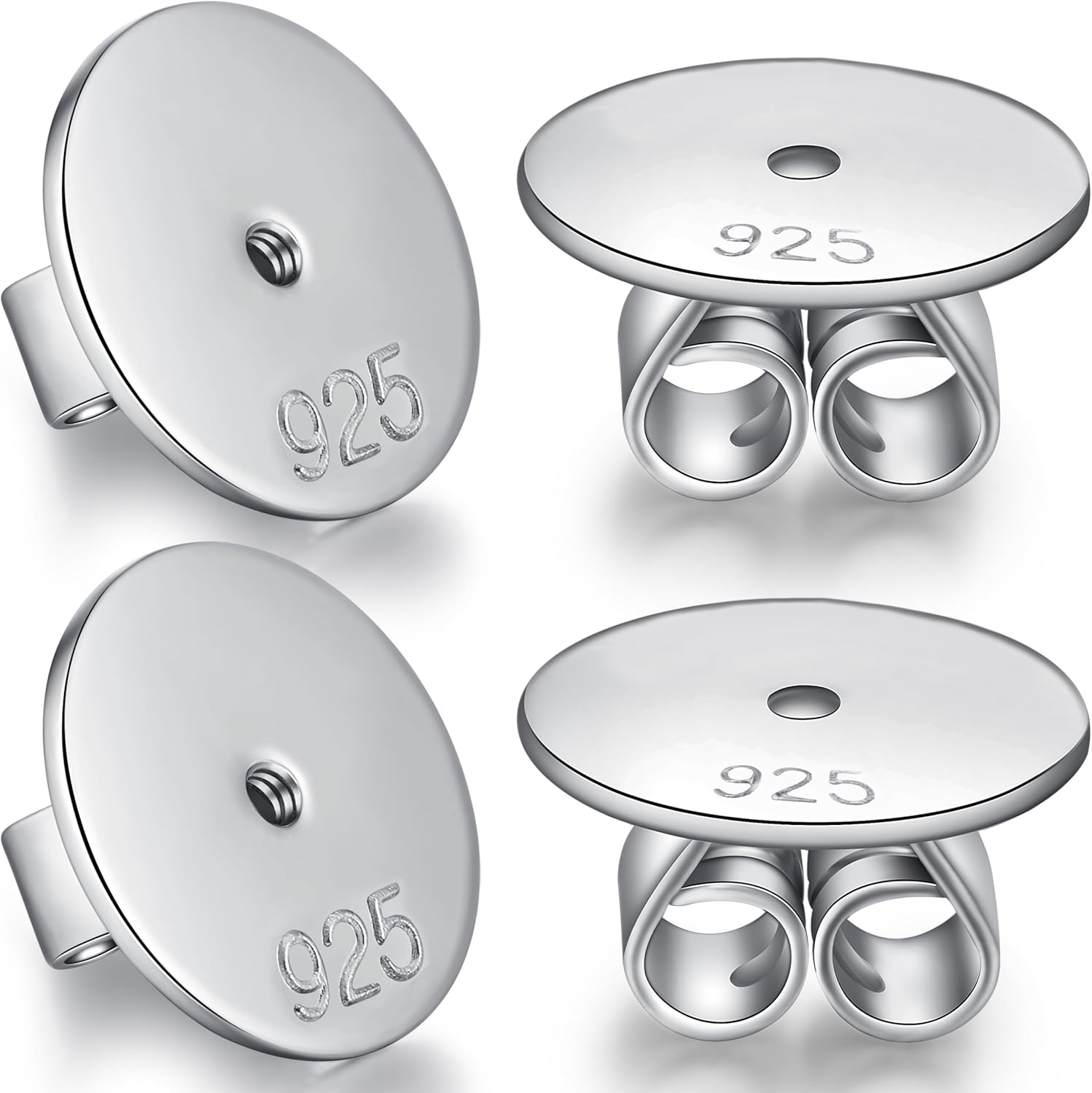 Large Earring Backs Replacement Locking Earring Backs for Studs 925 Sterling Silver Earrings Lifters Back for Droopy Ears Plated Back of Earrings