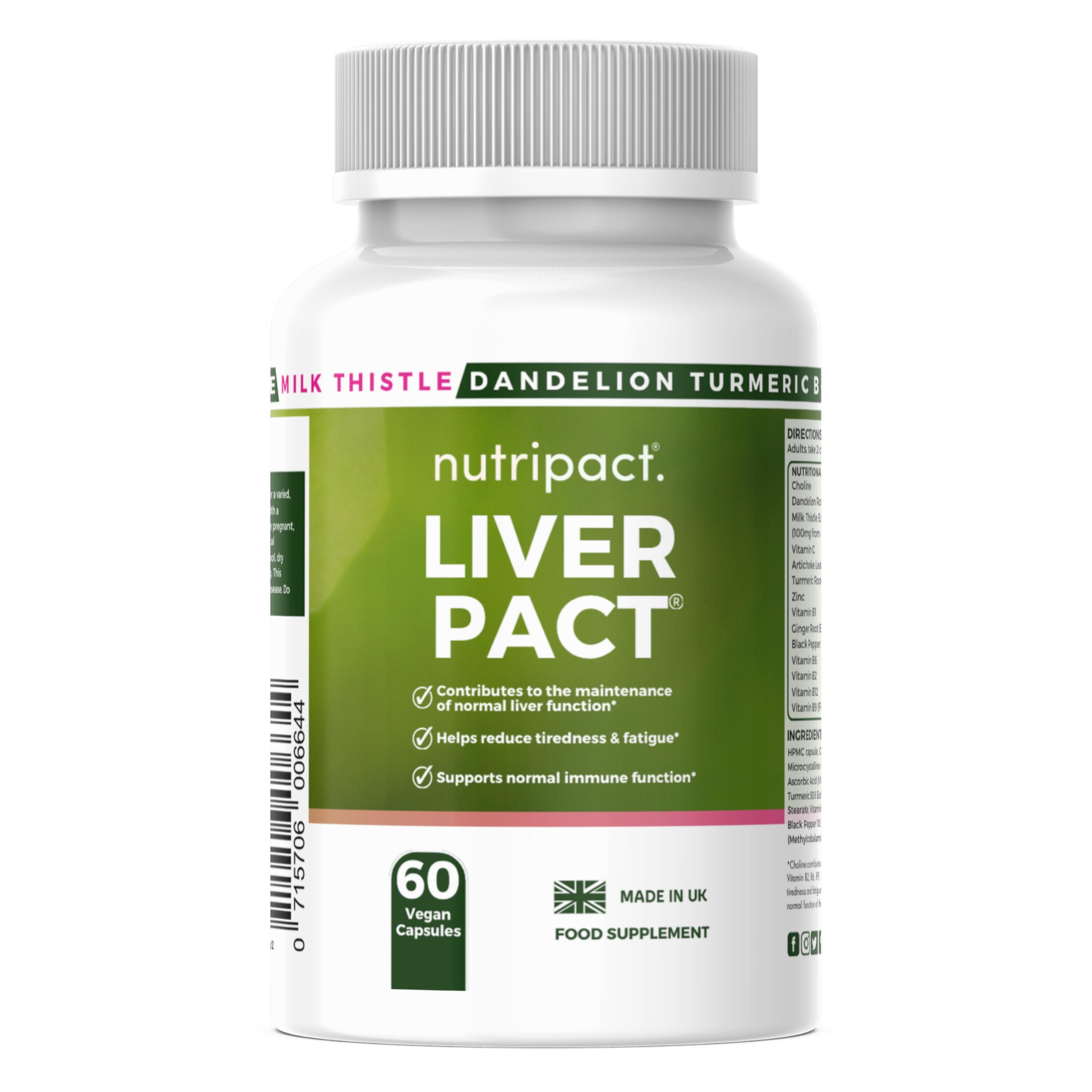 Liver Pact 14-in-1 Liver Support Complex – 7986mg per Serving – with Milk Thistle, Dandelion Leaf, Artichoke Extract, Choline, Turmeric, Vitamins & Minerals – 80% Silymarin – 60 Vegan Capsules