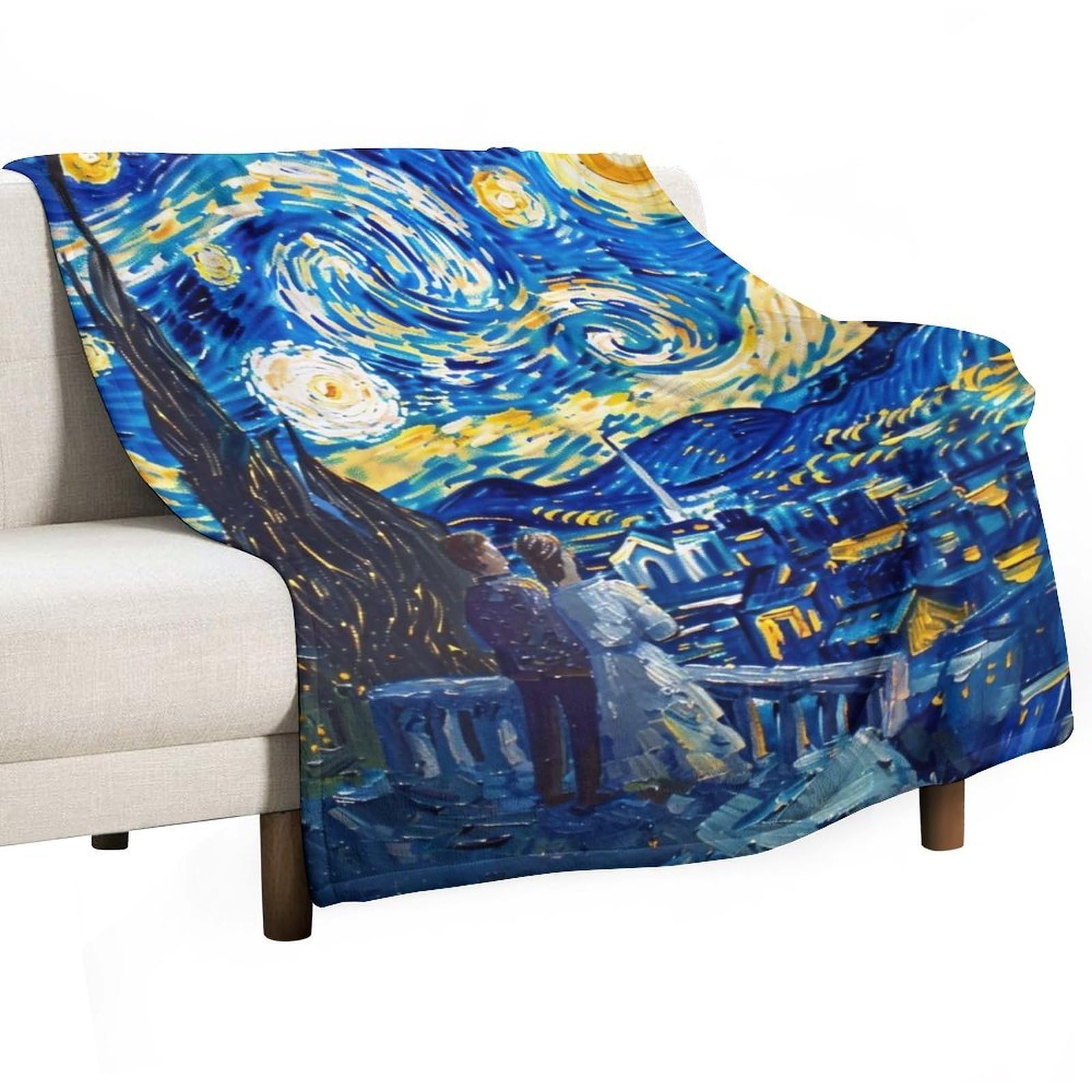 YHGSREUOH Starry Night in Athens 01 Flannel Blankets Fleece Soft Throw Lightweight Plush Gifts for Couch, Bed, Cozy Sofa Plush, Chair, Lovers 100x130cm(40x50in)