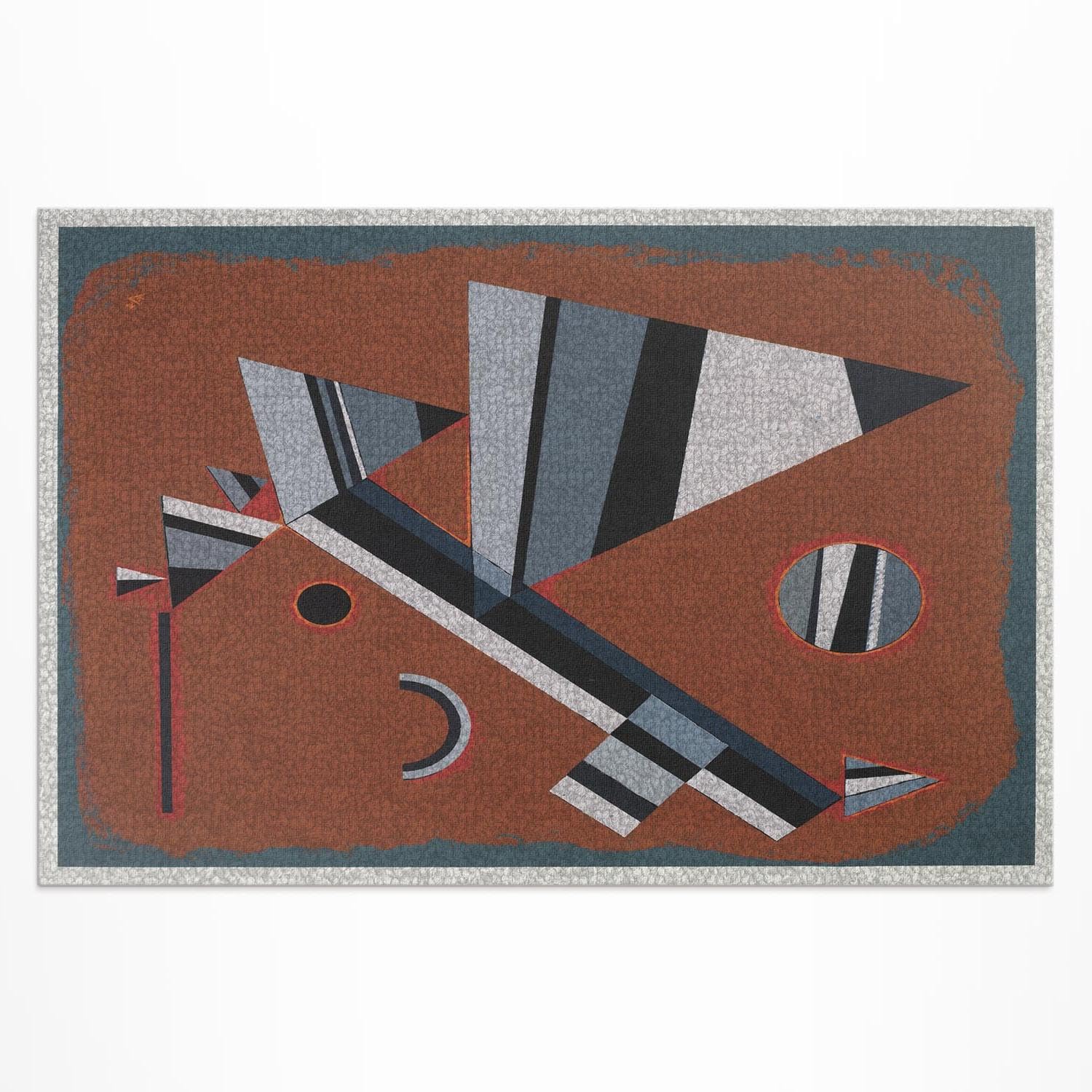 Tapis terrasse rectangulaire gris PVC extérieur 150x225 cm Kandinsky