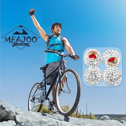 Miniatura 4 de 4 piezas de tapones de válvula de neumático con cristal brillante y diamante, tapones de rueda de coche con diamantes de imitación brillantes para