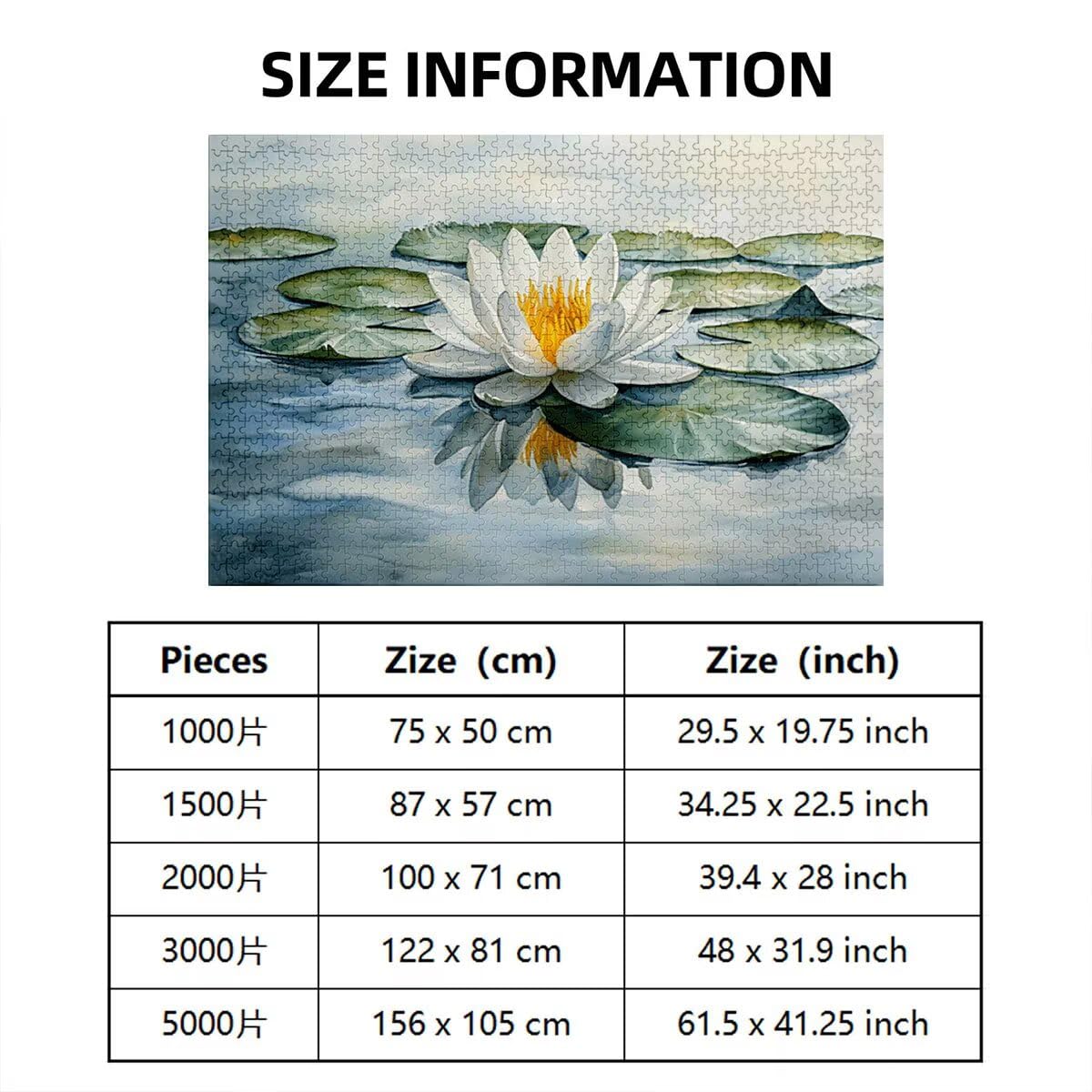 Puzzle 1500 Pieces Fleur, Puzzle 1500 Pieces Adultes en Bois, Bricolage Jeu Éducatif avec Boite Cadeau pour Adultes, Bois Épais et Résistant, Puzzles pour Tableau Decoration Murale, (Nénuphar) C-54