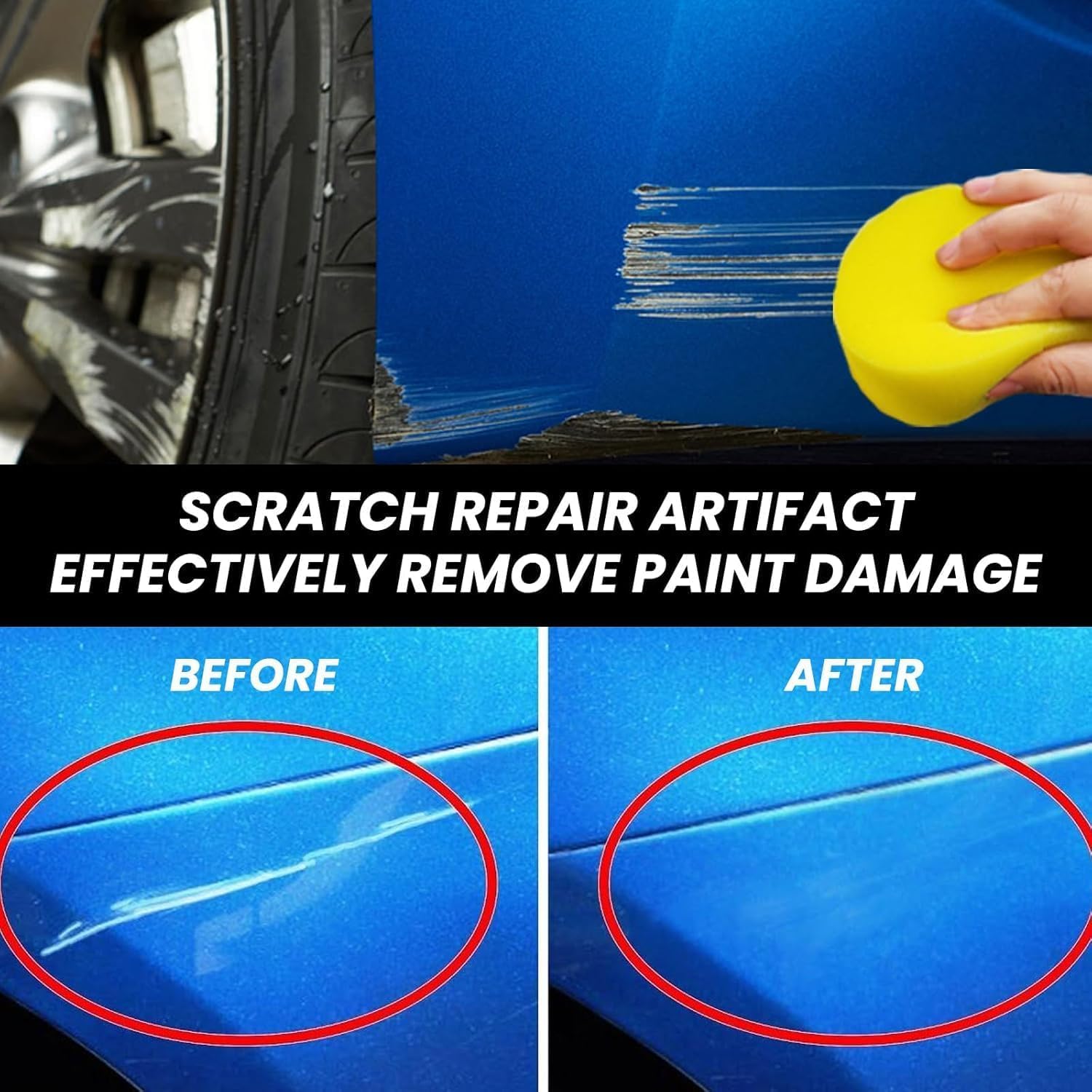 Car Scratch Remover Wax, 2026 Car Scratch Repair Paste for Deep Scratches, Scratch Remover for Vehicles, Universal Car Scratch Removal Wax with Wipe and Sponge (1PCS) — view 5
