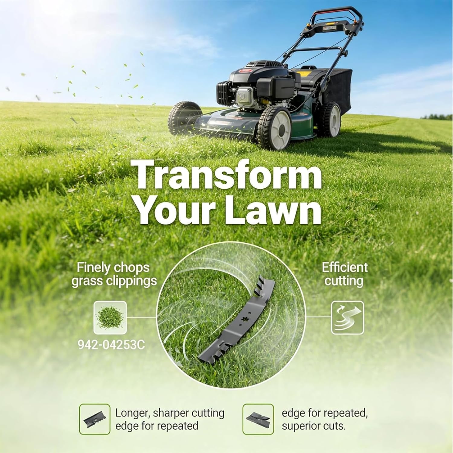 942-04053C Mulching Blades Compatible with 50" Cub Cad et Deck, 942-04053-X Mower Blades Fit for Cub Cad et RZT-50, LTX-1050, Troy Bilt Mustang 50, Replace for 742-04053, Toro 112-0316,3 Pack