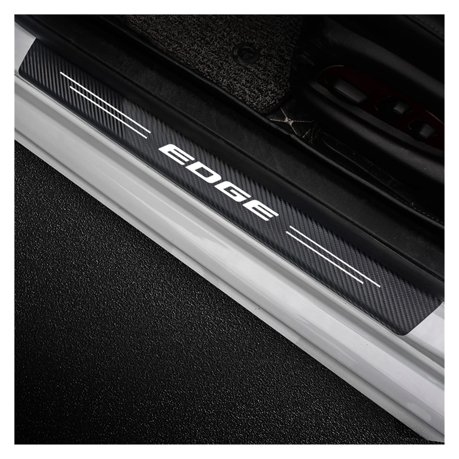 Symilov 4pcs Car Door Sill Protector for Fo-rd Edge Car Threshold Scuff Plate Carbon Fiber Stickers Styling Accessories,Black