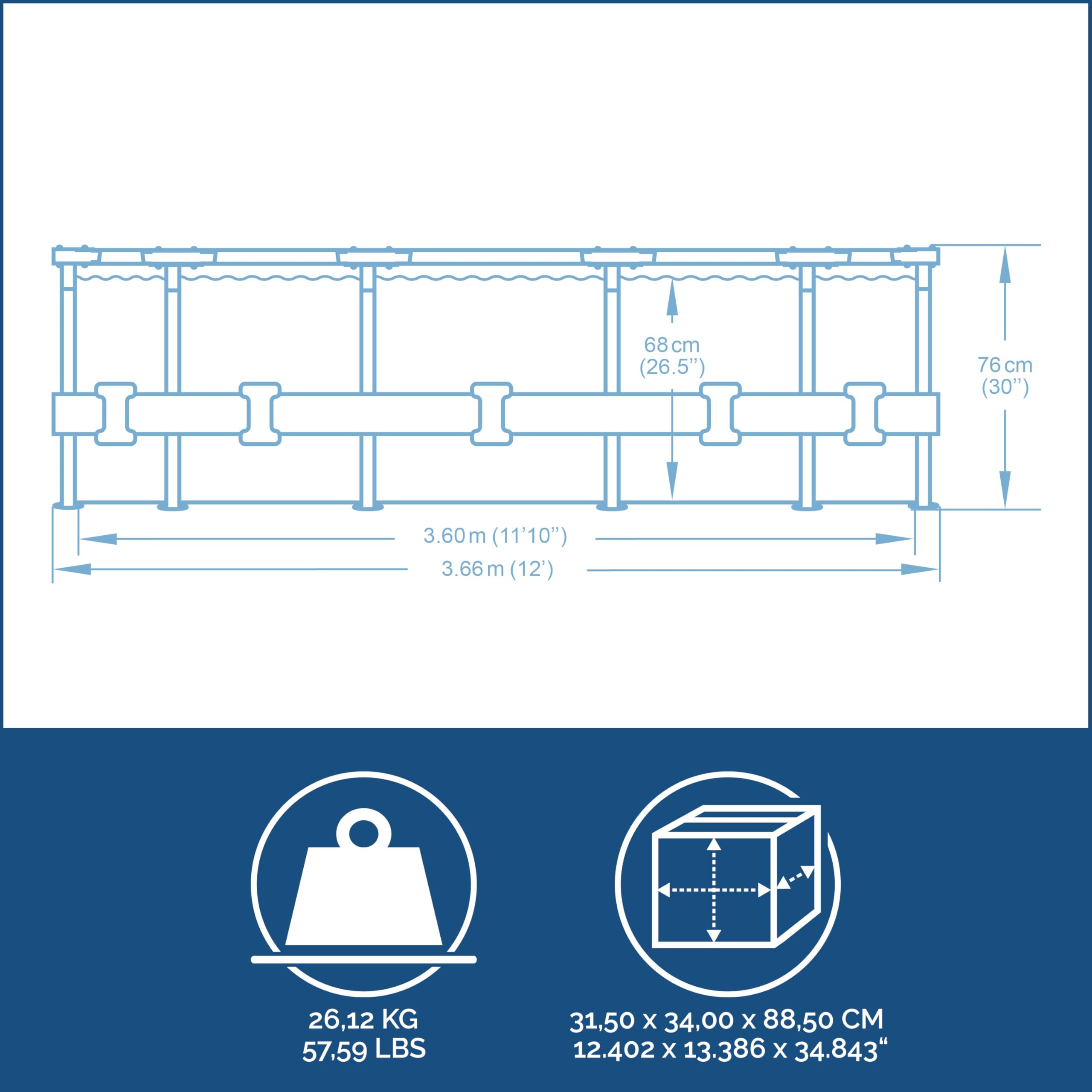 Bestway Steel Pro Max™ Frame Pool-Set, rund, mit Filterpumpe 366 x 76 cm