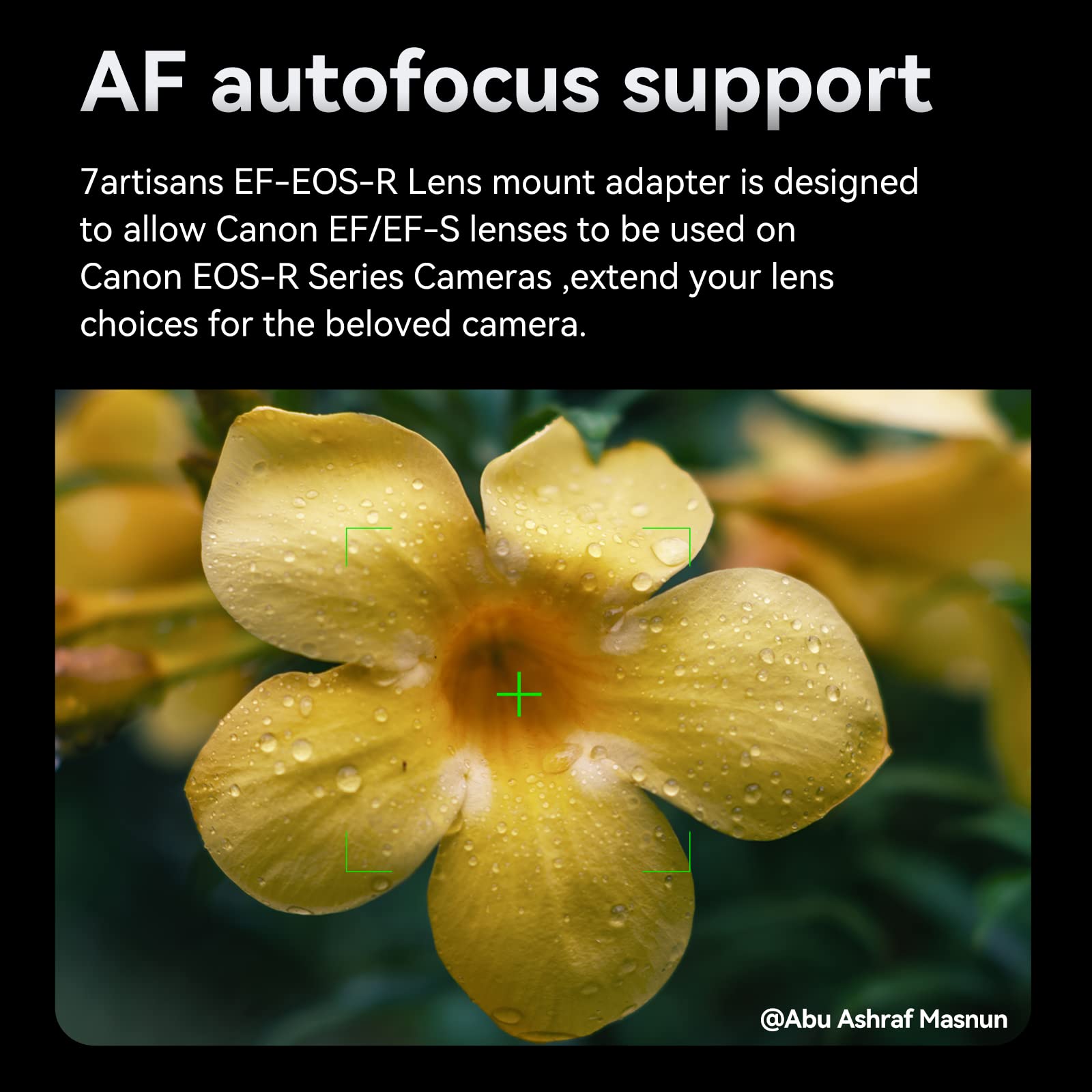 7artisans EF-EOS R, adattatore per obiettivo con messa a fuoco automatica, anello convertitore, compatibile con obiettivi Canon EF/EF-R e fotocamera Canon EOS R-Mount per Canon EOS R, RP