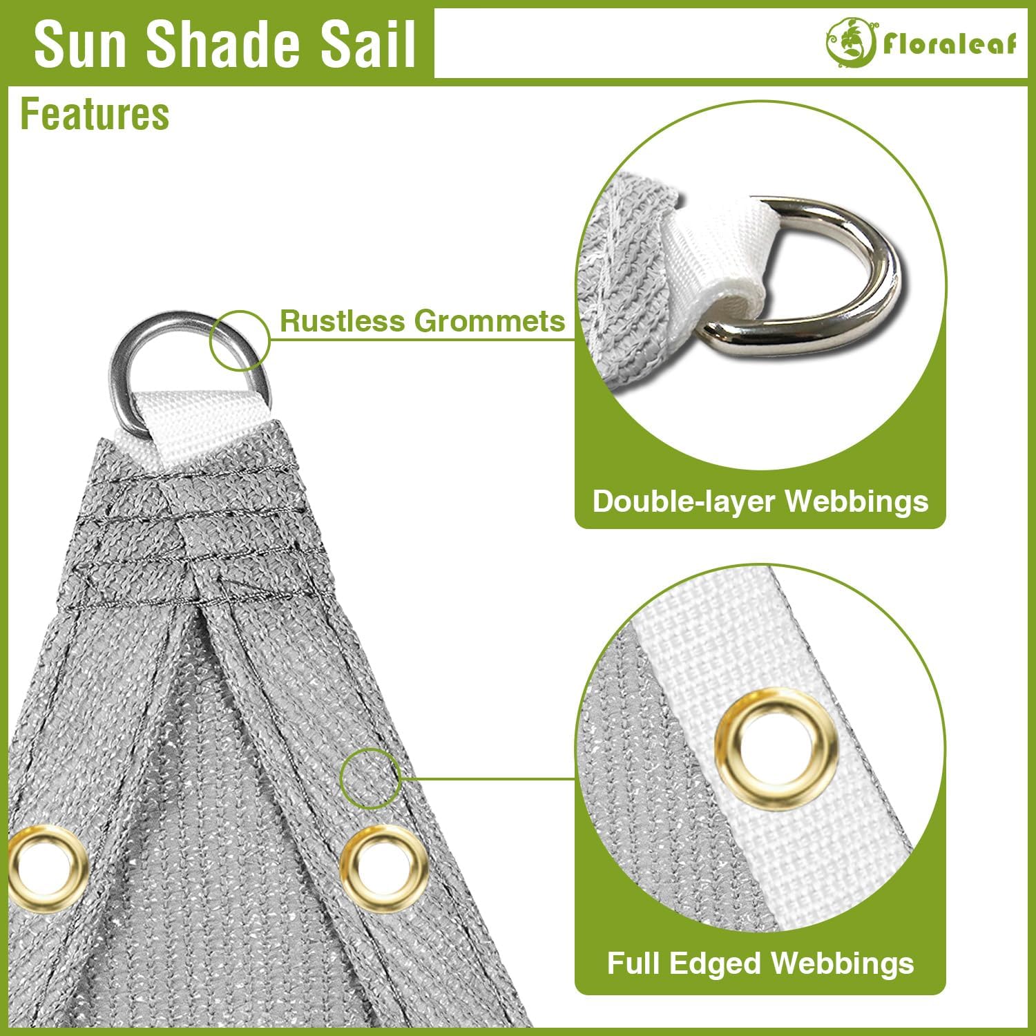 Sun Shade Cloth with Grommets 8' x 10' Pergola Shade Cover Canopy Rectangle Sunshade Sail UV Block Mesh Tarp for Outdoor Patio Pergola Garden Backyard Greenhouse, Light Gray