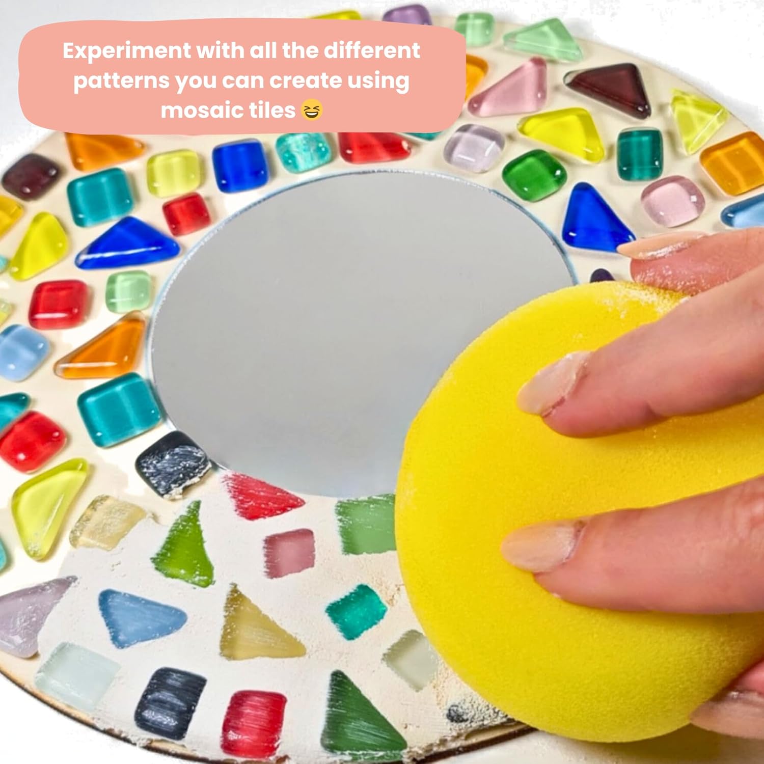 Sculpd Kids Mosaic Kit - Create Your Own Mirror, Trinket Pot and Drink Coaster Mosaics - Includes Tangram Tile Game, Craft Supplies - Mosaic Kits for Kids Birthday Gift Age 4-6 Beginner Arts & Crafts