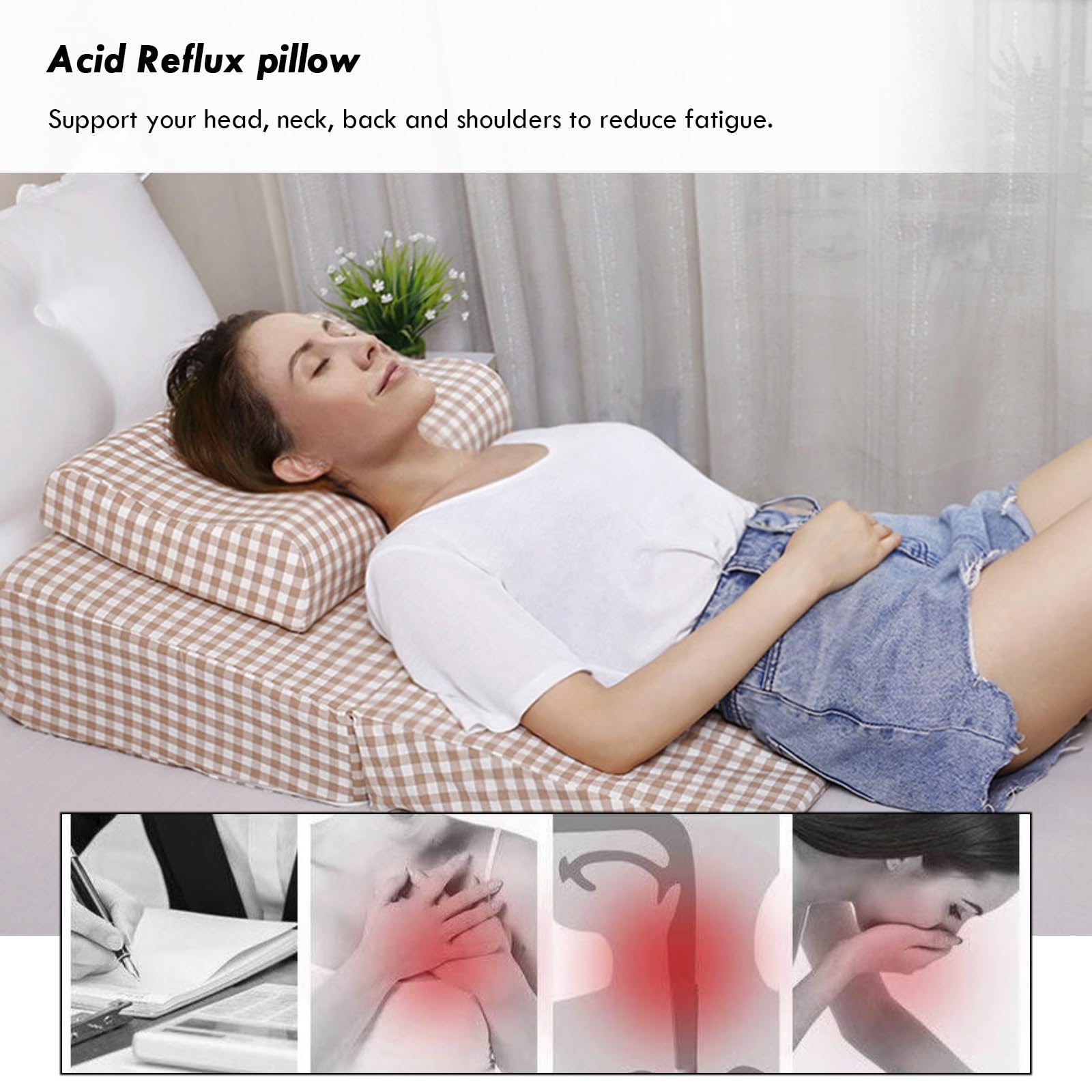 cuña antireflujo adulto Almohada de cuña posoperatoria alargada de 80 cm, cuñas de espuma de alta densidad para dormir con reflujo ácido/apnea, para cama y cojín de soporte para cuello(Green,L 80x60x2