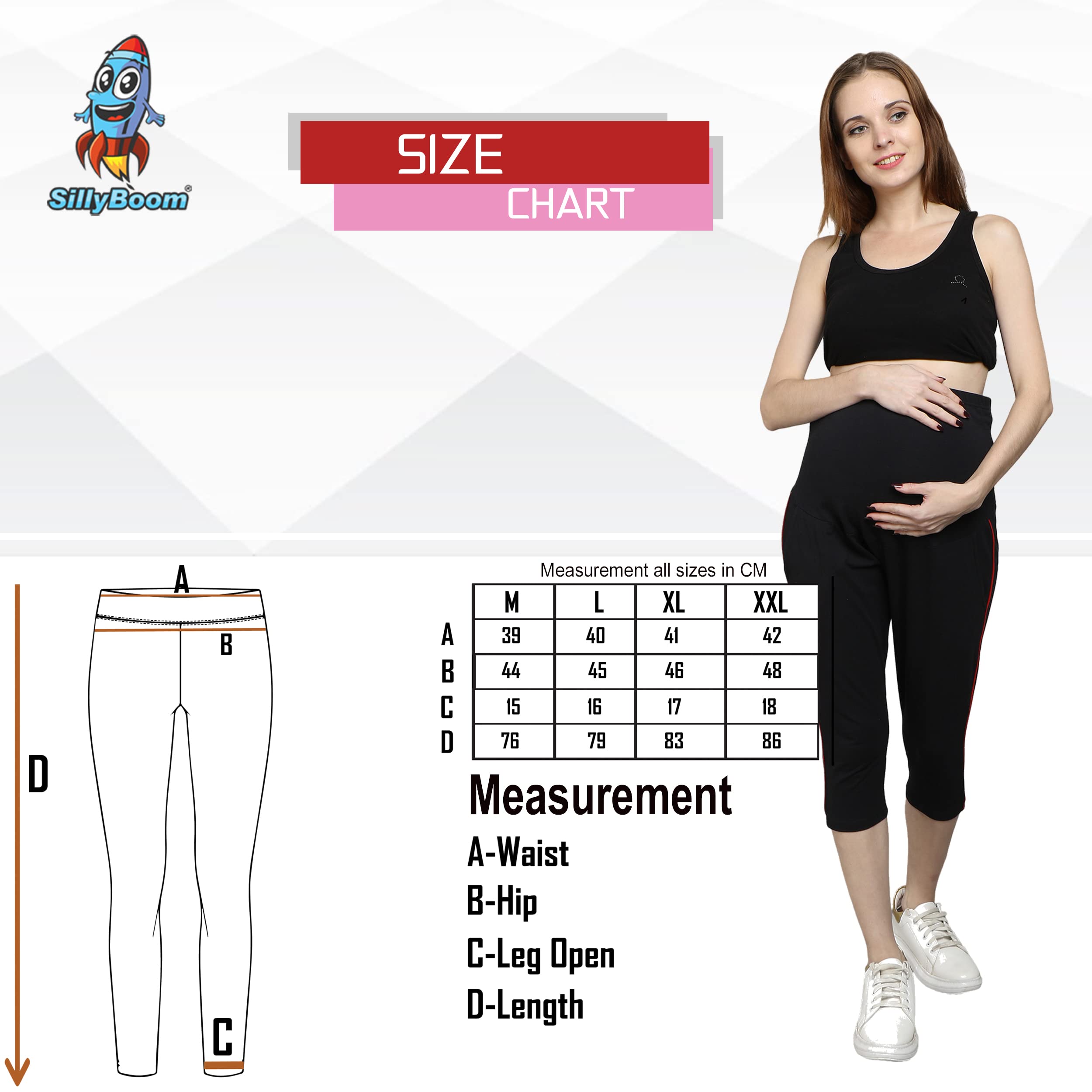 Sillyboom Women's Comfort Fit Maternity Yoga Pants Capris for Women Pregnancy Pants Over-Belly Design and Elastic Waistband for All Moms to Be (Black, XL) - Image 8 thumbnail