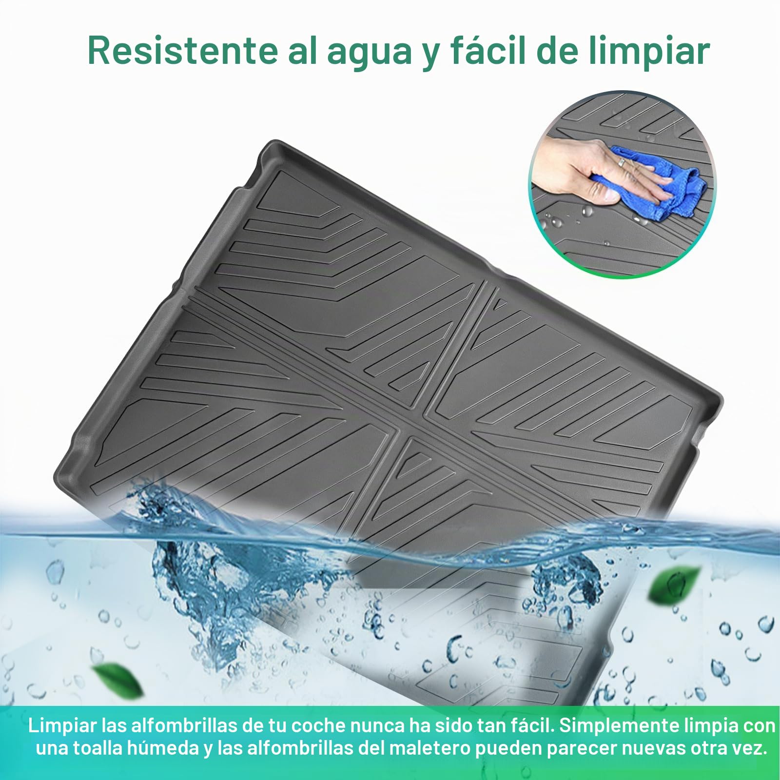 GAFAT Compatible con Hyundai Kona SX2 Hybrid/EV Electrico 2024 2025 2026 Alfombrilla de Maletero, Fácil Plegar, Alfombras TPE Todo Clima, Original 3D Escaneo Borde Alto, Kona 2025 Accesorios