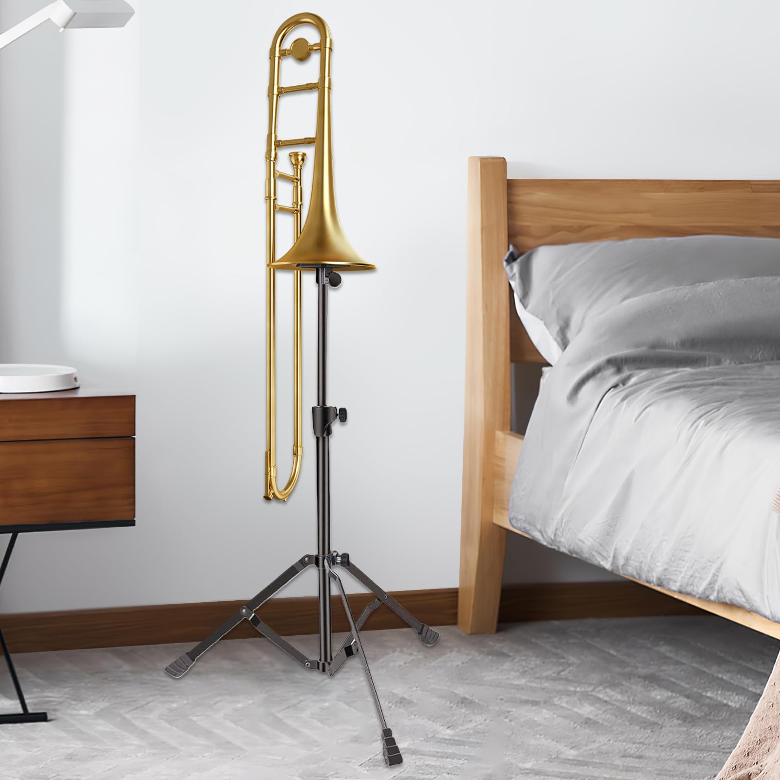 Tuba Ständer Verstellbare Ständerhalterung | Teleskop-Höhenverstellung Dreieckige Ausführung für Unterricht Konzert Livestream Aufnahmestudio Bühne