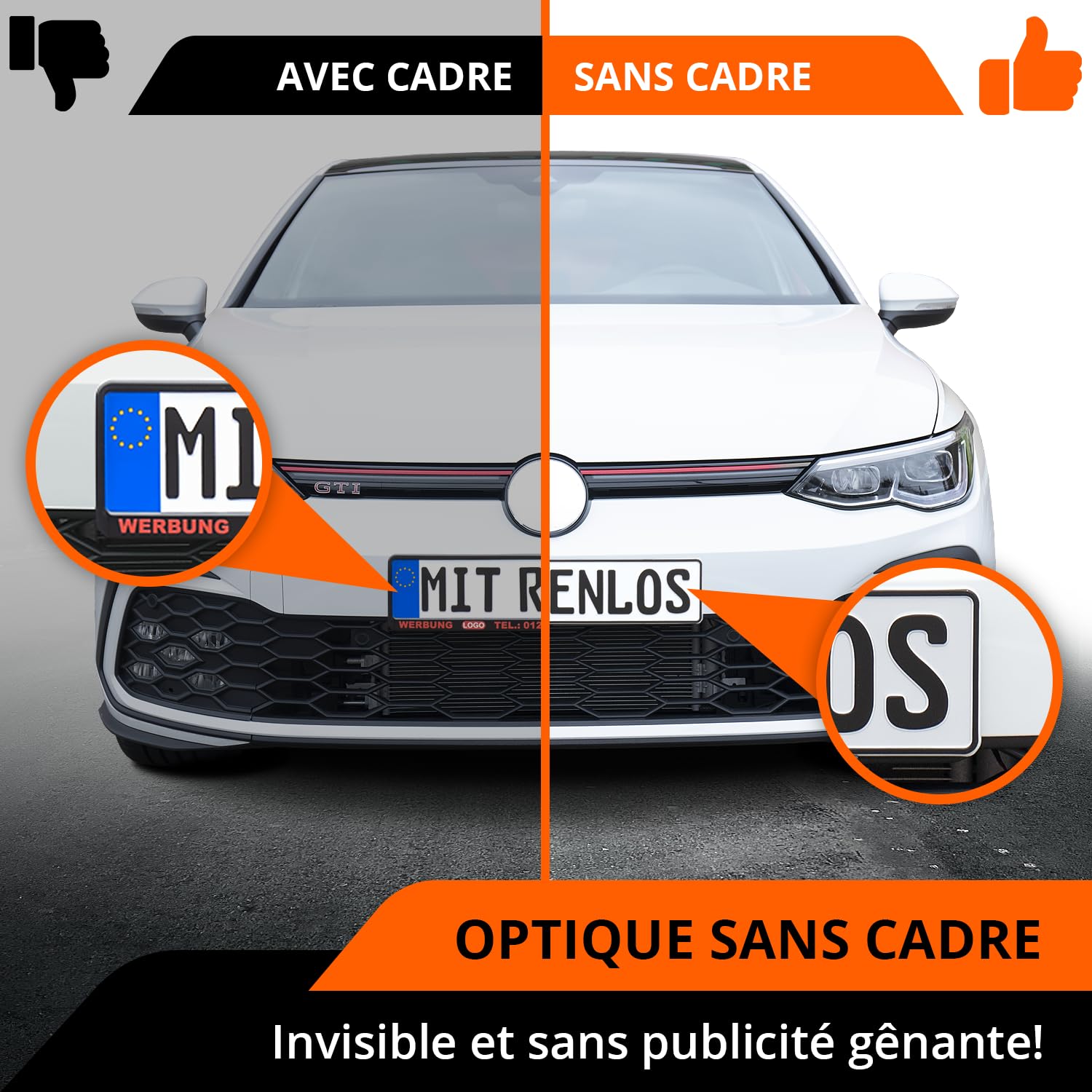 GENMAG® 2X Support de Plaque d’Immatriculation Magnétique [Extra Fort, Universel] Support Plaque Immatriculation Voiture | Porte Plaque Immatriculation Aimantée | Aimant Plaque d'Immatriculation