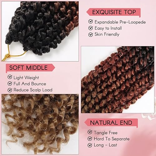 Miniatura 3 de 8 paquetes de extensiones de cabello ondulado estilo mariposa de ganchillo T1B3027 de 14 pulgadas, estilo mariposa, para mujeres negras, paquete de