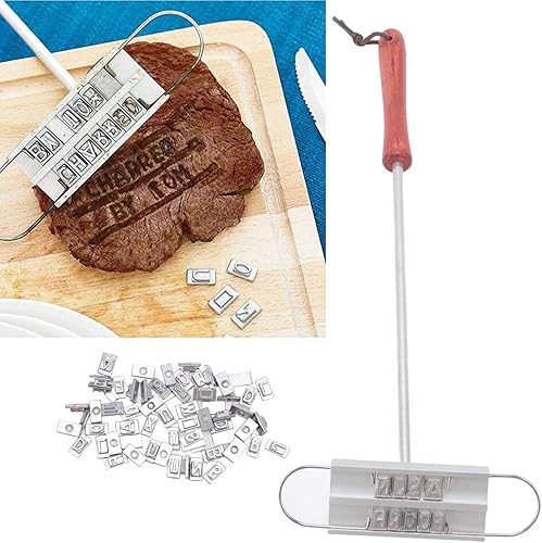 Miniatura 2 de CHICIRIS Hierro de marca de carne para barbacoa, hierro de marca personalizado de acero inoxidable con letras intercambiables para hamburguesa de