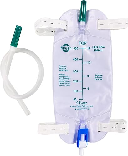 Paquete de 10 bolsas de catéter fáciles de tocar 16.9 fl oz con tubo de 18 pulgadas, válvula antirreflujo, correas de tela ajustables y drenaje