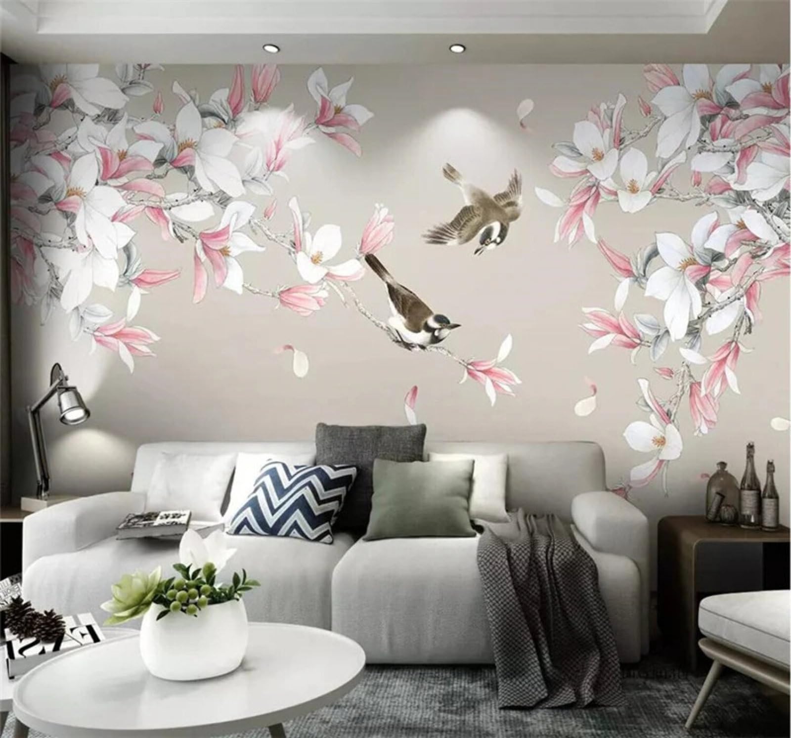 Minimalist Hand Drawn Beautiful Elegant Flowers and Birds 3D Wallpaper Easy Install Feature Office Living Room Sofa Bedroom TV Background Wall Decoration-430cm×300cm
