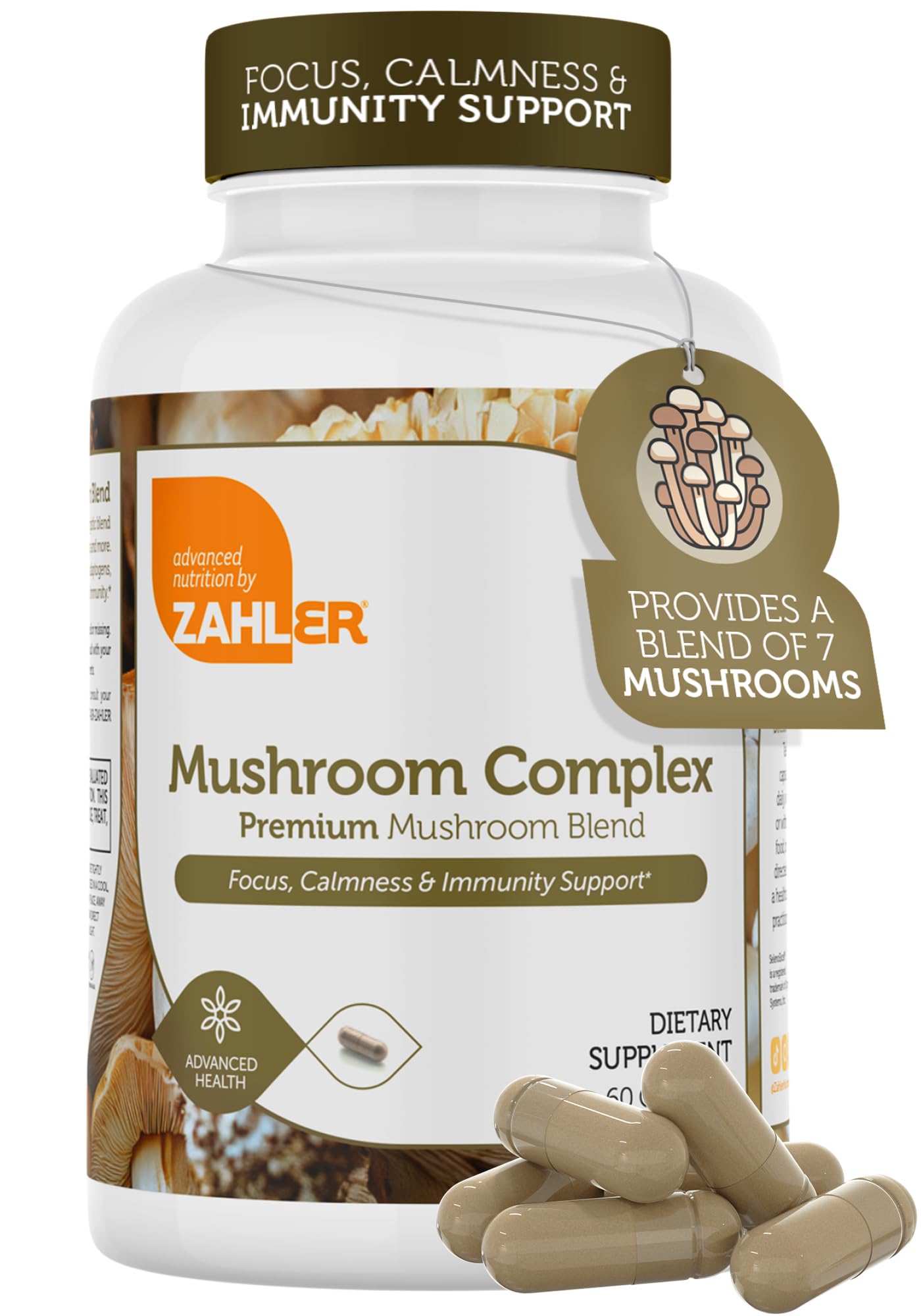 Zahler Mushroom Complex Premium Mushroom Blend, Focus, Calmness & Immunity Support, 60 Capsules.