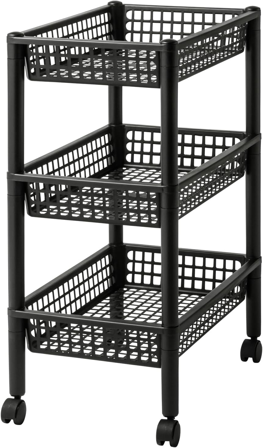 Like IT ST-30 Kitchen Wagon, Storage, 3 Tiers, with Casters, Approx. Width 12.5 x Depth 18.3 x Height 27.6 inches (31.8 x 46.7 x 70 cm), Made in Japan, Black