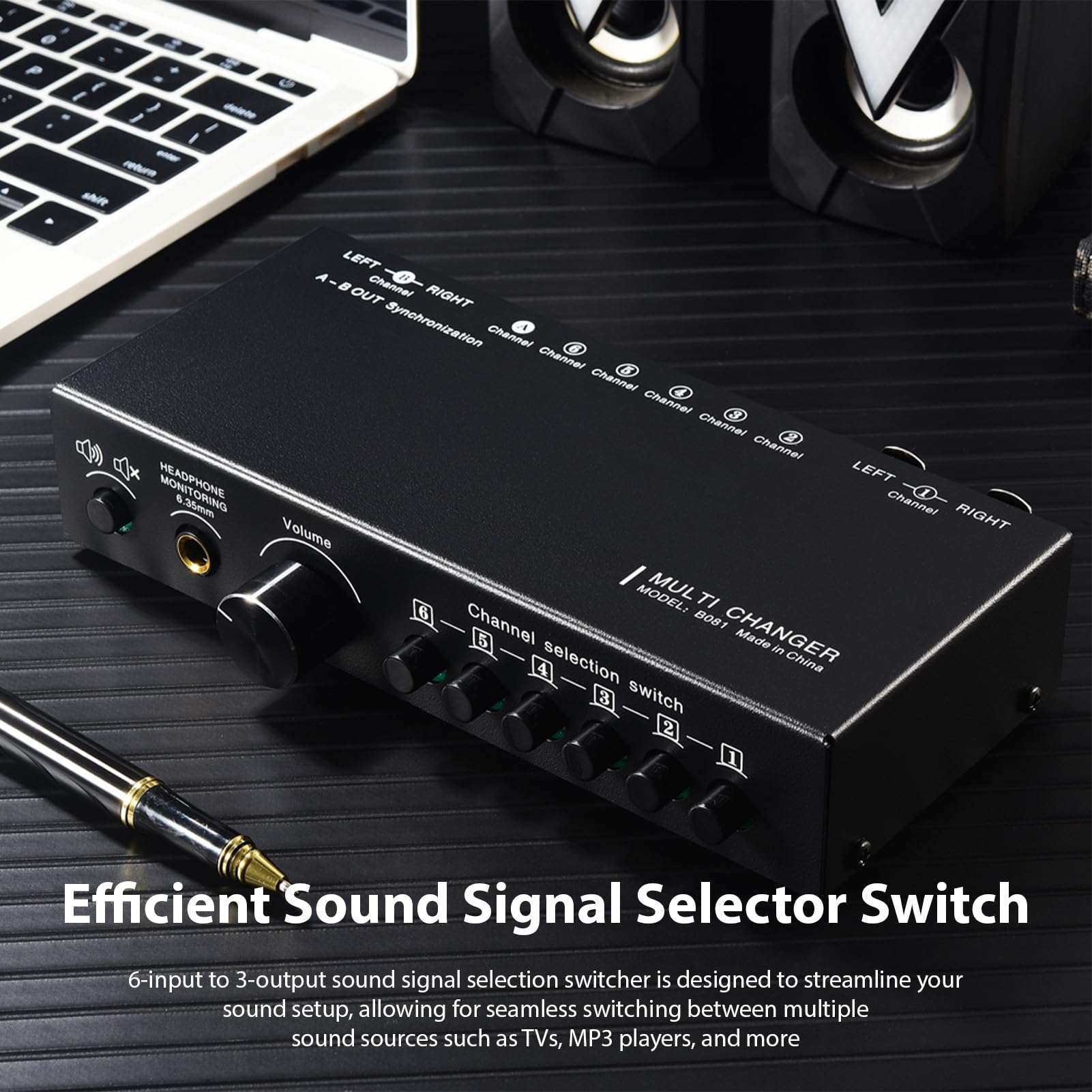 Selettore Ingresso Stereo Switcher Multicanale Versatile 6 Ingressi 3 Uscite per Altoparlanti Attivi con Uscita Sincronizzata XLR per Professionisti Dell'audio