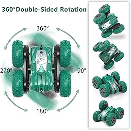 Remote Control Car, RC Stunt Cars Double Sided 360 Rolling Rotating Rotation, Rechargeable Car Toy for 6 7 8-12 Year Old Boy Kids Birthday Xmas Gift, Green