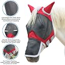 Gallopoff Horse Fly Mask with Ears & Long Nose Cover | Forelock Opening for Tangle-Free Mane Care | UV Protection & Breathable Mesh | No Rub Fit and Enhanced Visbility for Trail Riding Red Full gallery image