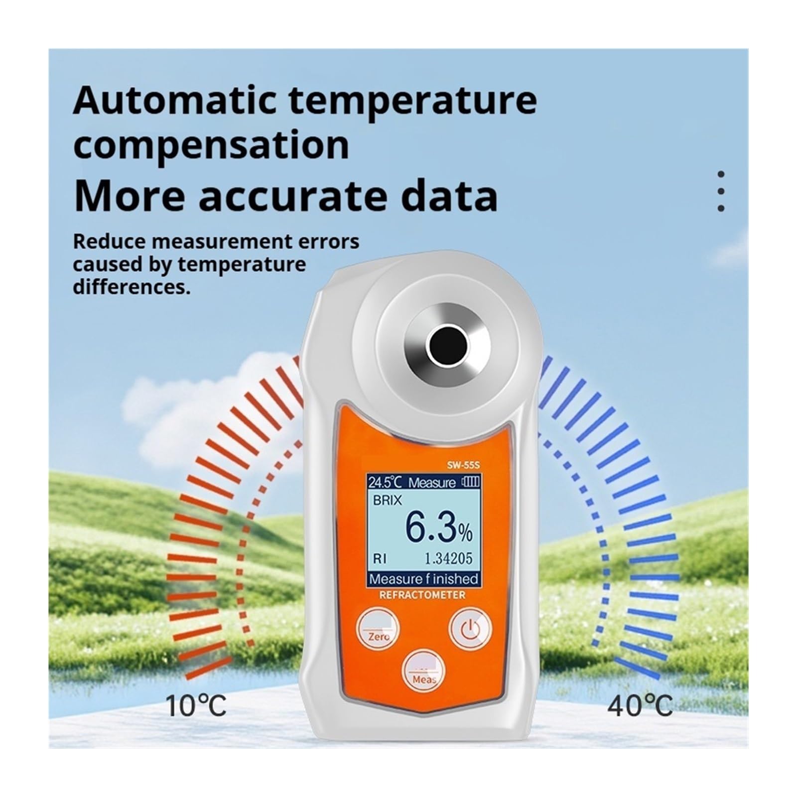 Refractómetro Brix, Refractómetro, SW55S/SW93S Medidor Digital De Azúcar Jugo Leche ATC 0-93% Probador Profesional Dulzura Alta Precisión,para Mosto(Sw93s)