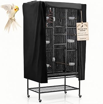 POPETPOP Universal Bird Cage Cover, Black Good Night Parrot Cage Cover