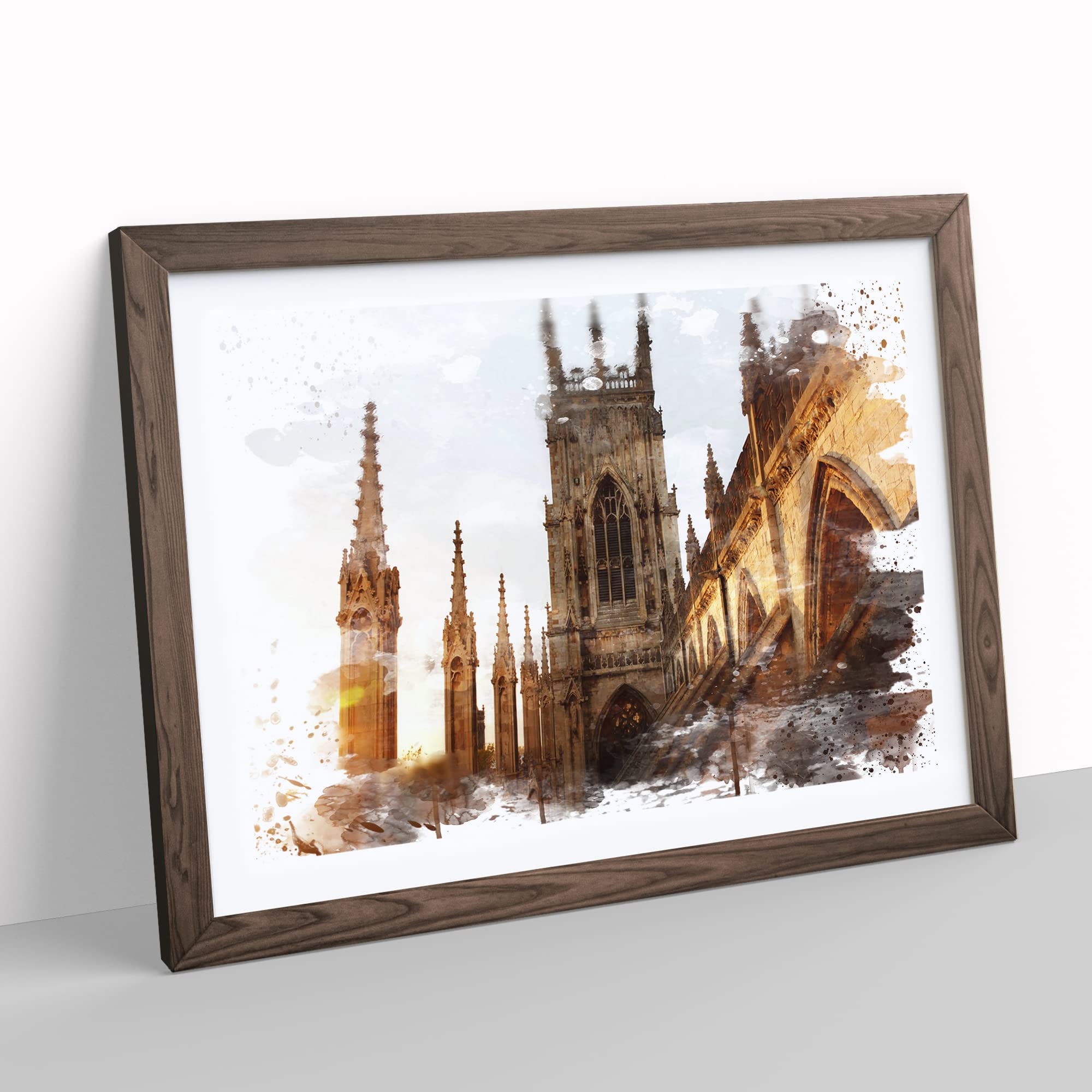 York Minster Sunset V3 Modern Framed Wall Art Print, Ready to Hang Picture for Living Room Bedroom Home Office Décor - Image 2