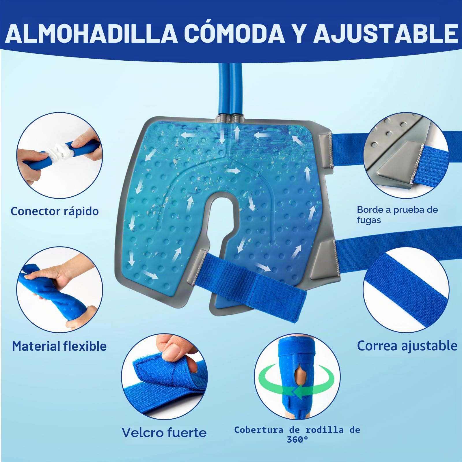 GALINAND Máquina de hielo para rodilla después de la cirugía 2.0, HSA elegible para FSA, máquina portátil de terapia de frío para reemplazo de rodilla, terapia de hielo para poscirugía, sistema de