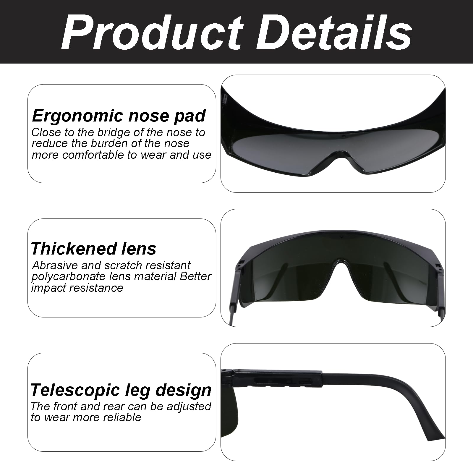 190-540nm Laser Safety Glasses, Eye Protection Goggles-Safety Glasses for Laser Cosmetology Operator Eye Protection and Laser Hair Removal Treatment, Sport Sunglasses for Biking Outdoor Hiking - Image 3