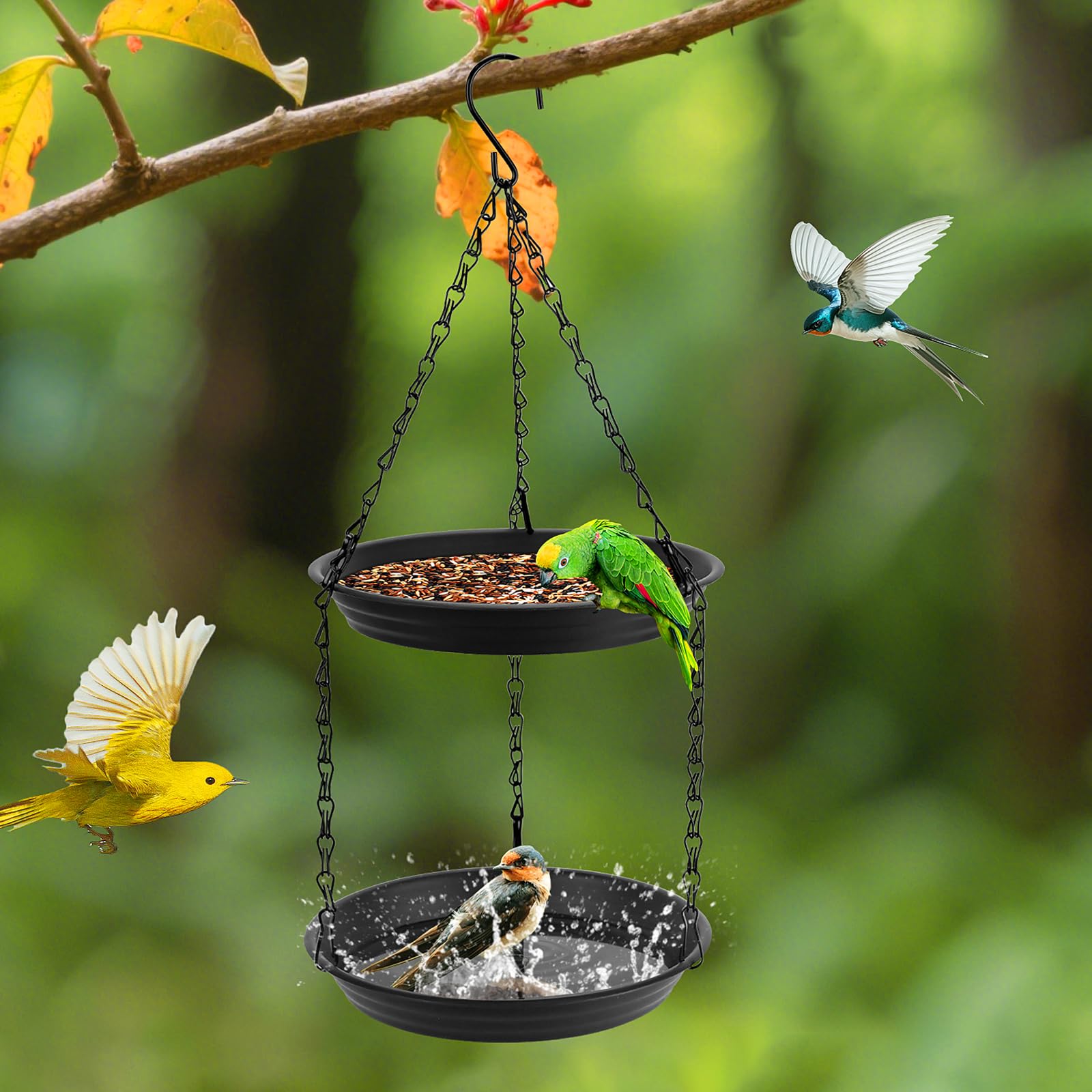 Abbeveratoio Uccelli Metallo Abbeveratoio Per Uccelli In Metallo, Resistente Al Gelo E Alle Decorazione Giardino Con Vasca Acqua