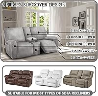 Vista 2 de Asiento reclinable con funda de consola central, fundas de sofá reclinable de terciopelo de 8 piezas, fundas de sofá reclinable de 2 plazas, funda