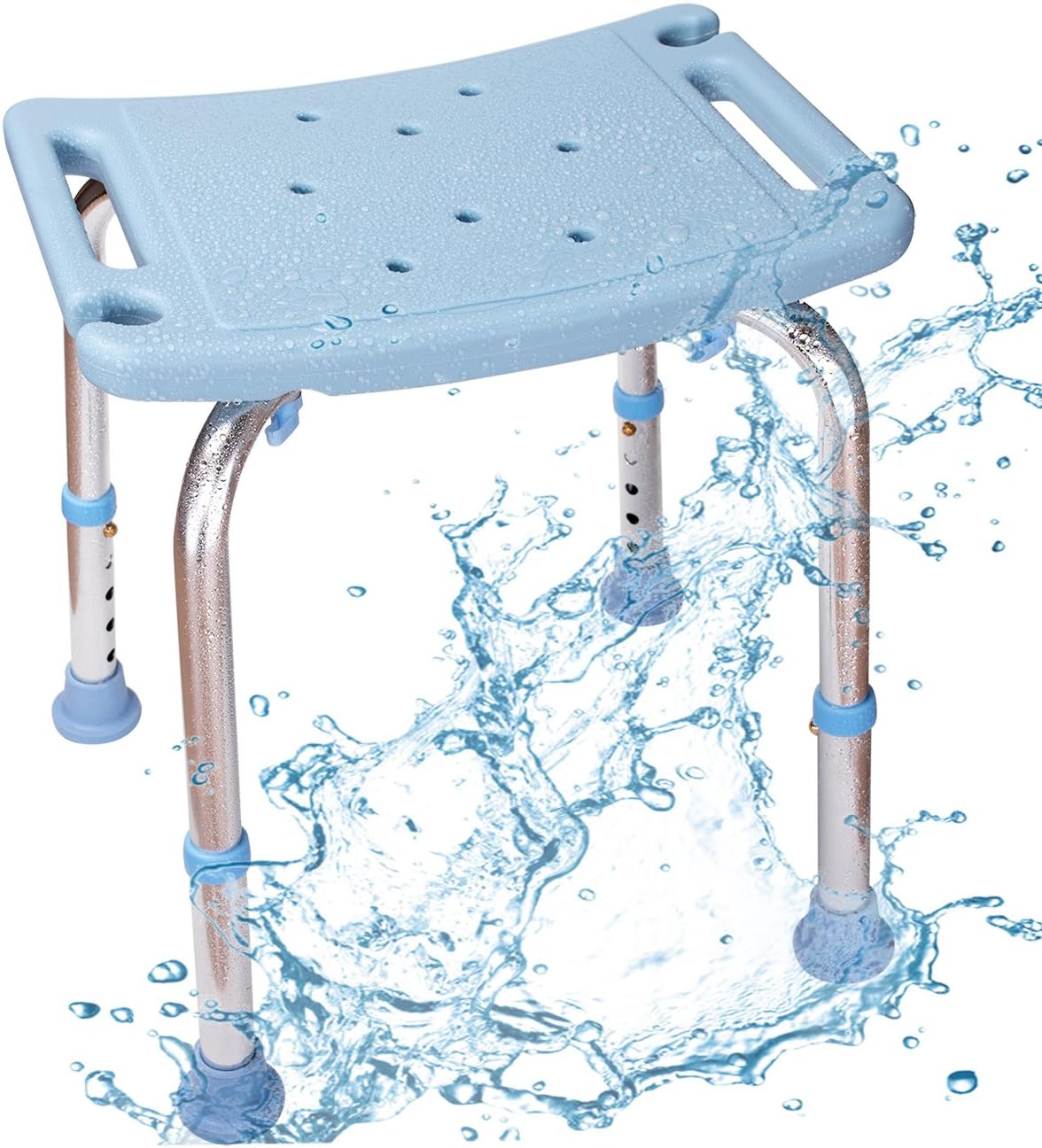 Shower Chair with Non-Slip Seat，Shower Bench Bath Chair Adjustable Height, Lightweight Shower Bench for Adults